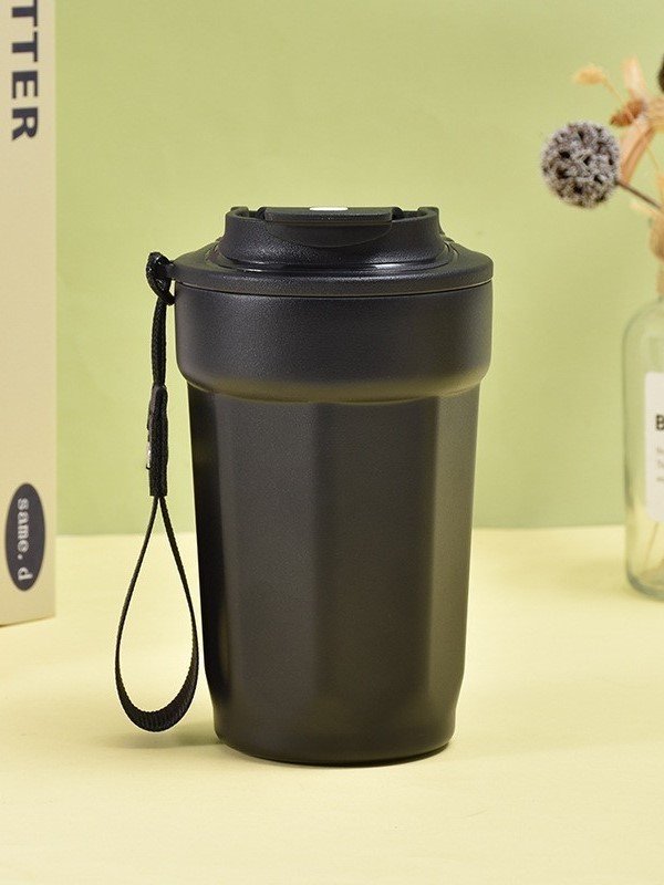 Modern Octagonal Insulated Travel Mug with Wrist Strap -15oz Leak-Proof Reusable Coffee Tumbler product image (3)