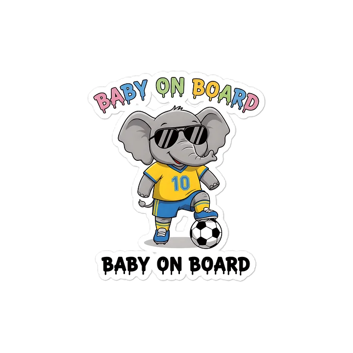 Funny Elephant Soccer Baby on Board Sticker - 5x5 Weatherproof Vinyl Car Decal - Cute Elephant Soccer Mom and Soccer Dad Gift product image (1)
