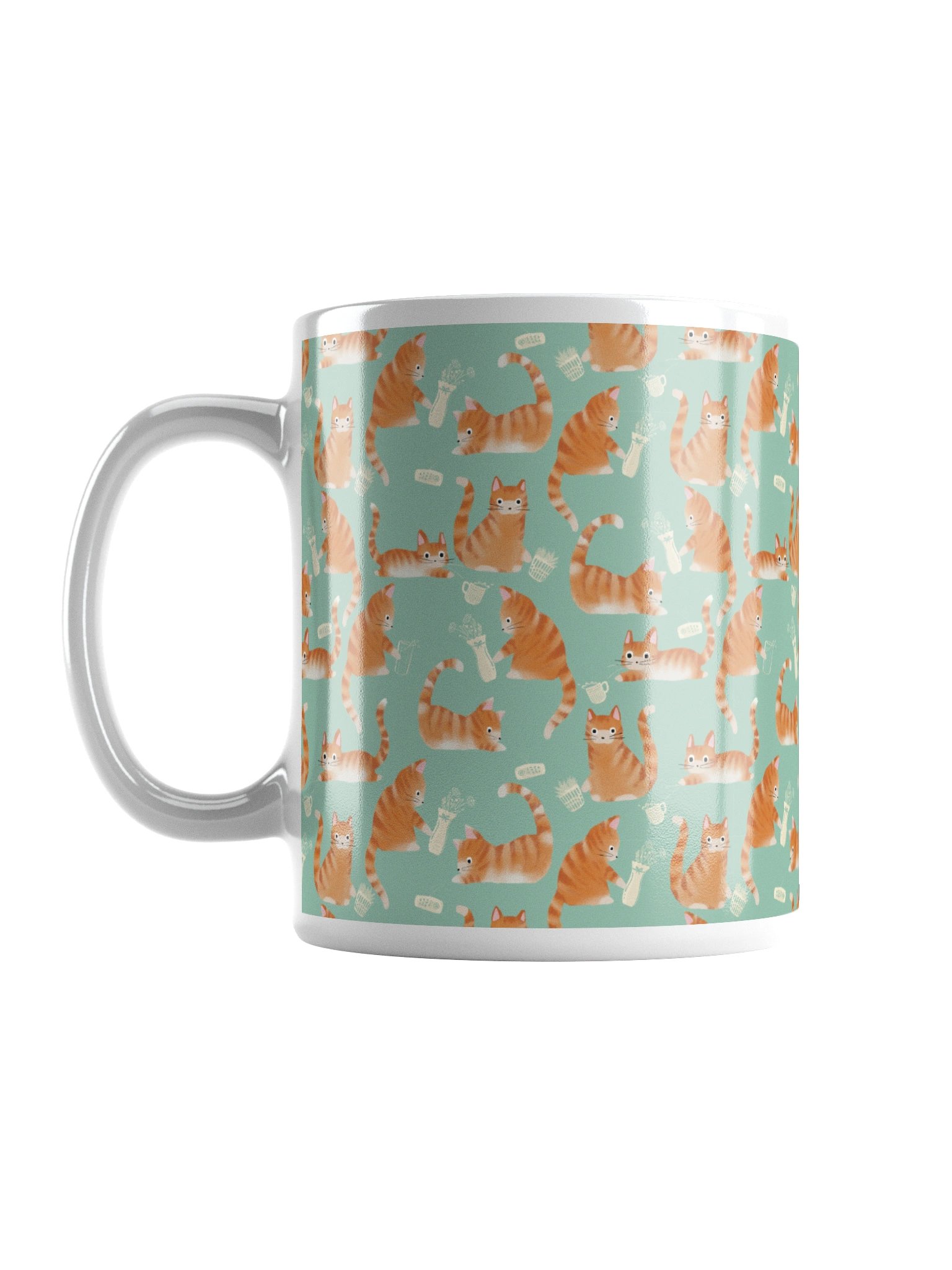 Bad Orange Tabby Cats Knocking Stuff Over Mug, Green product image (6)