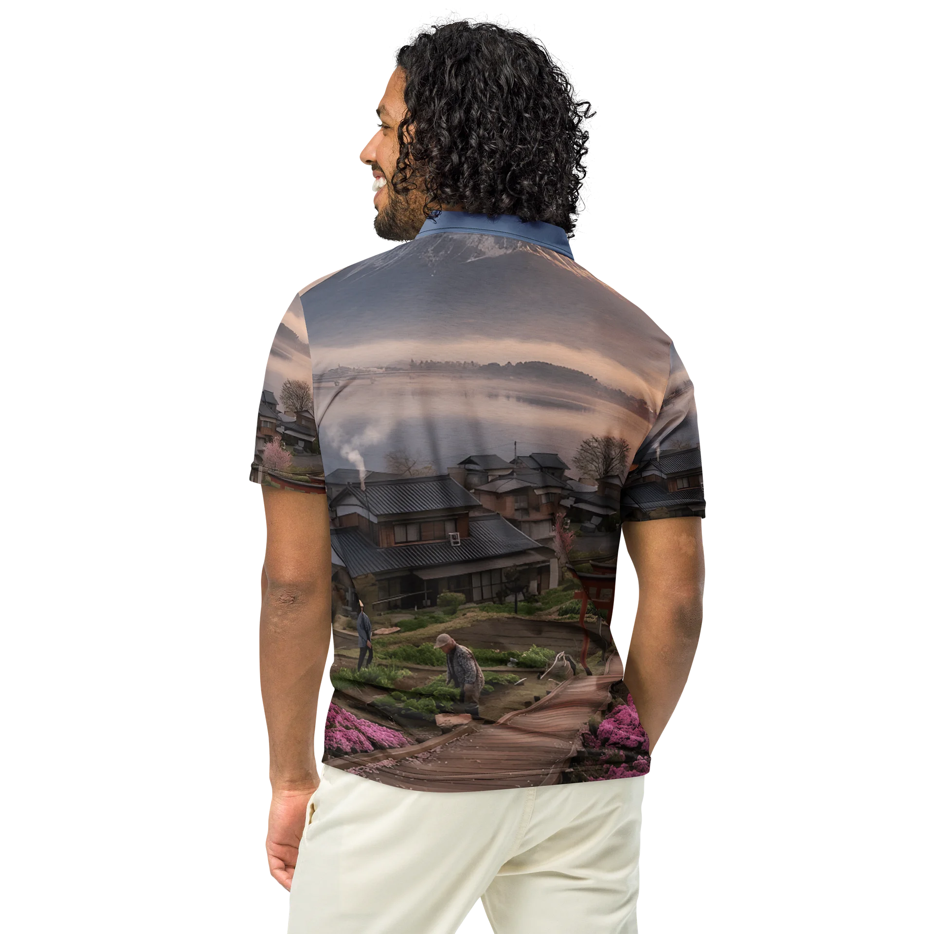 Men's Mount Fuji Slim Fit Polo Shirt | Printed Short Sleeve Collared Top product image (9)