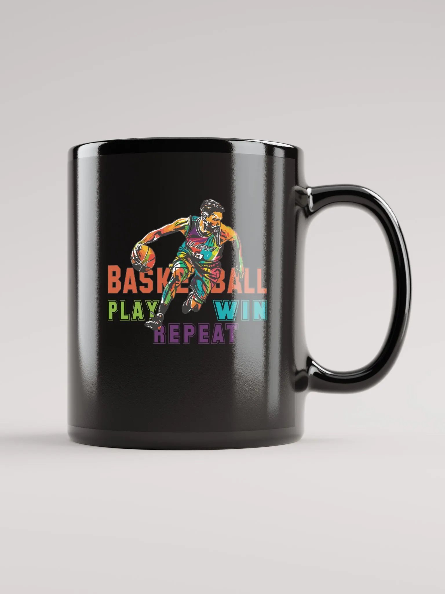 Basketball Play Win Repeat Black Mug product image (2)