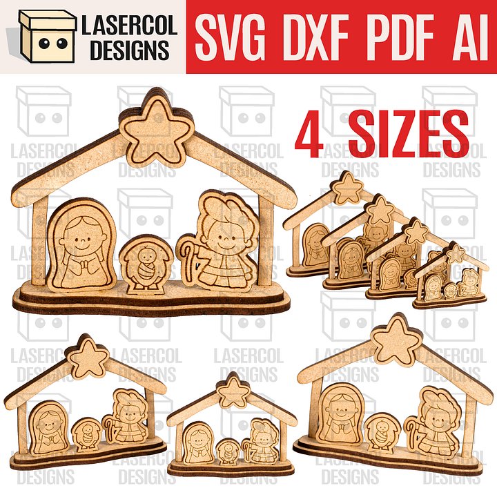 Small Nativity Scene Gift Set 4 - Christmas - Laser Cut Files product image (1)