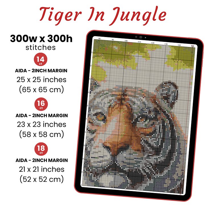 Tiger in the Jungle Cross Stitch Pattern product image (2)