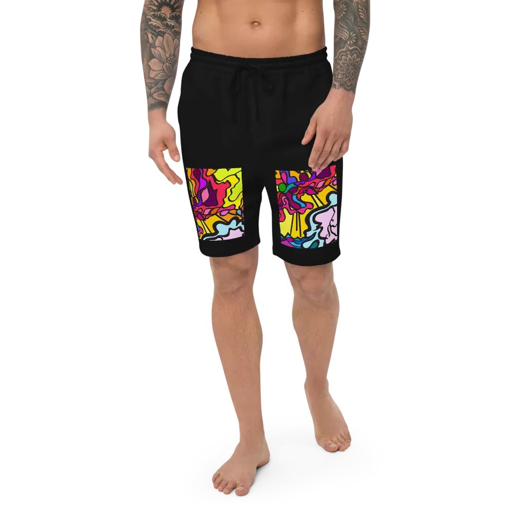Vibrant Flow Men's Fleece Shorts - Wave at Sunset product image (1)
