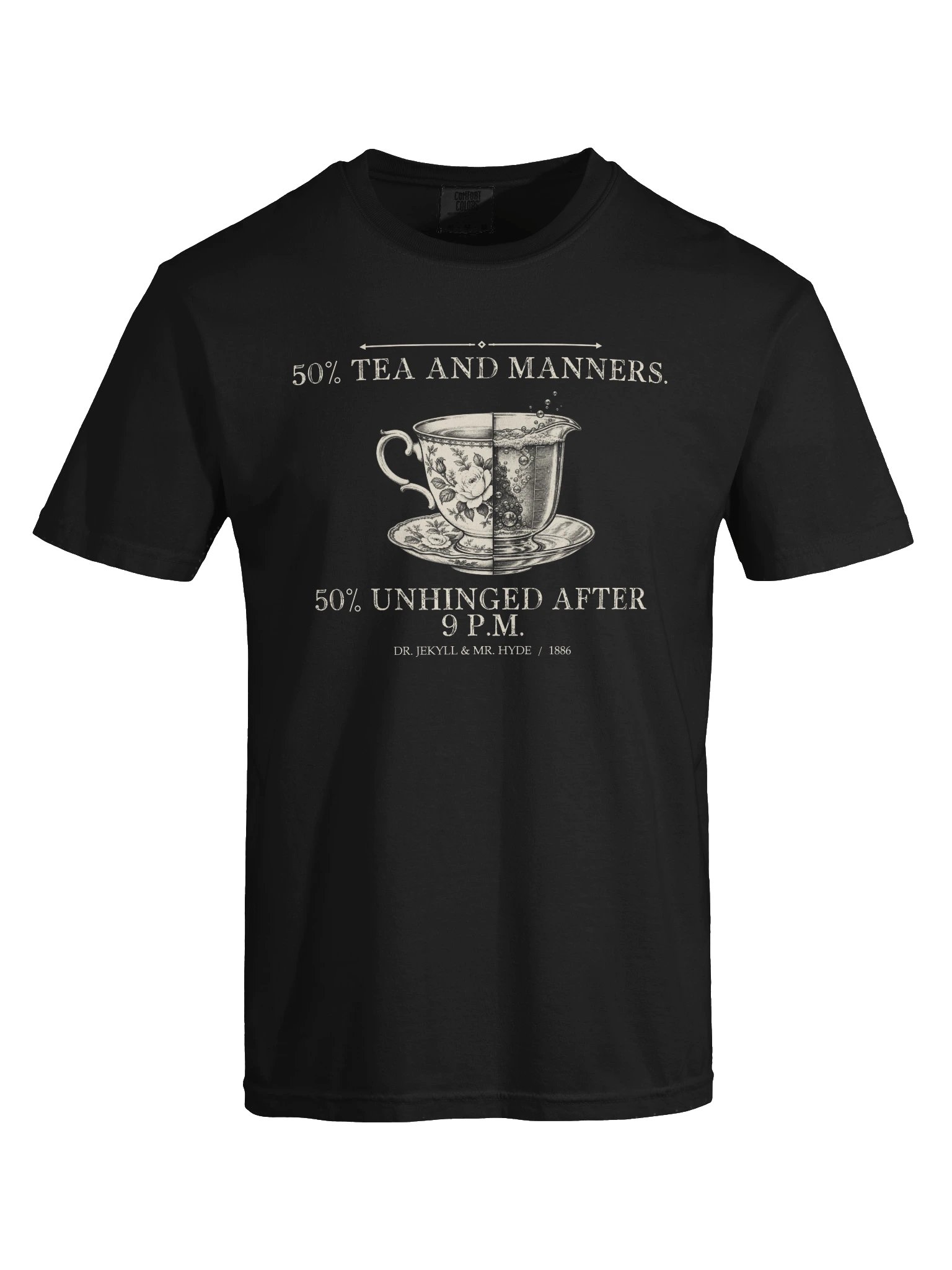 Tea Manners Unhinged -- The Strange Case of Dr Jekyll and Mr Hyde Tee (Dark) product image (25)