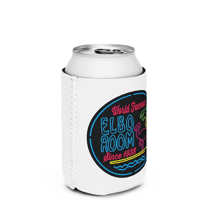 Elbo Room World Famous Neon Flamingo Can Koozie | Classic White product image (3)
