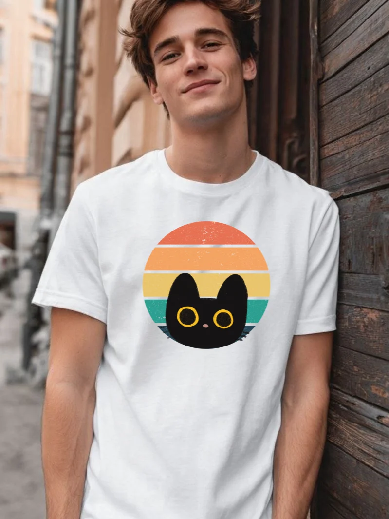 Retro Sunset Cat Tee for Cats Lovers product image (4)