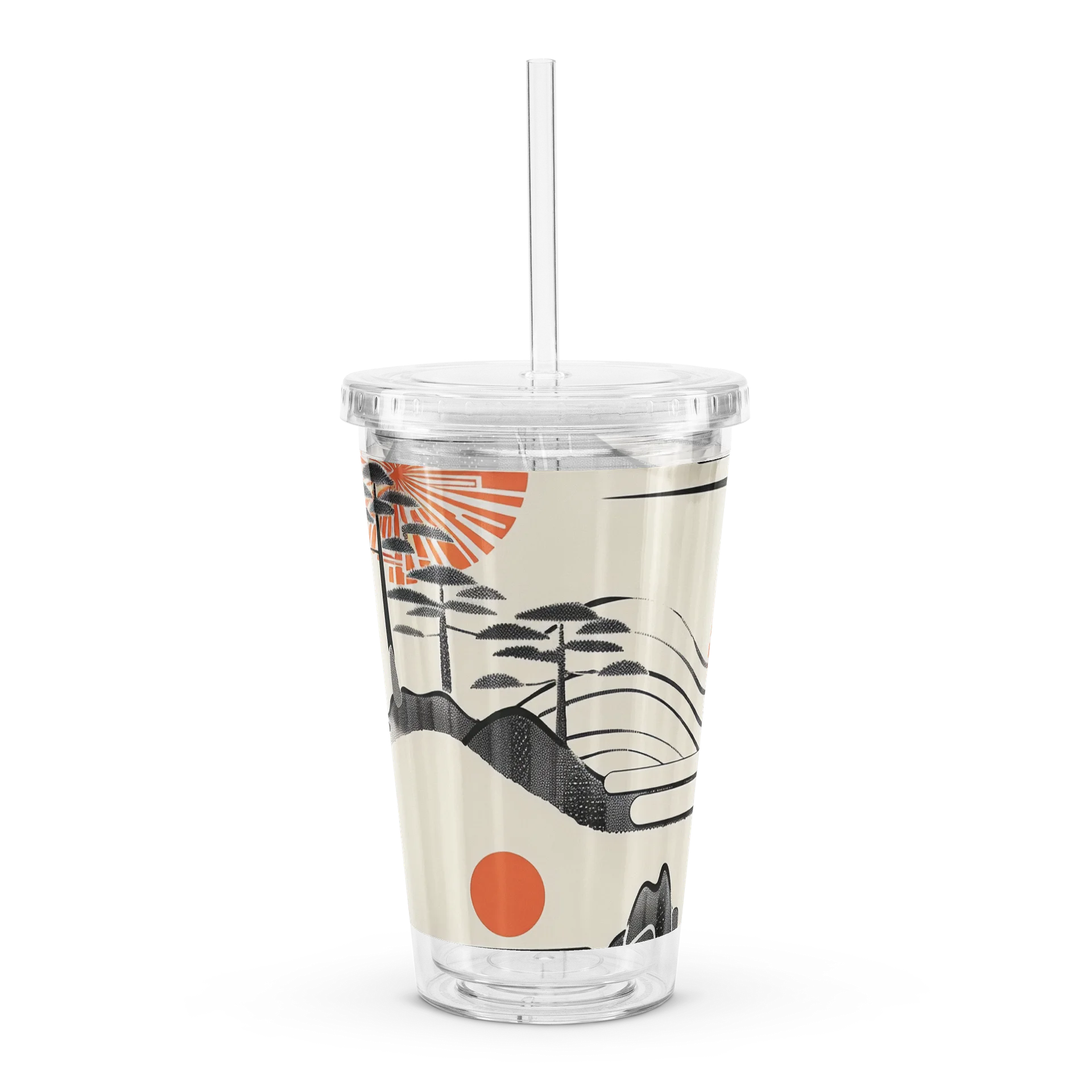 Japanese Sumi-e Landscape Acrylic Tumbler | Rising Sun Minimalist Art Cup product image (8)