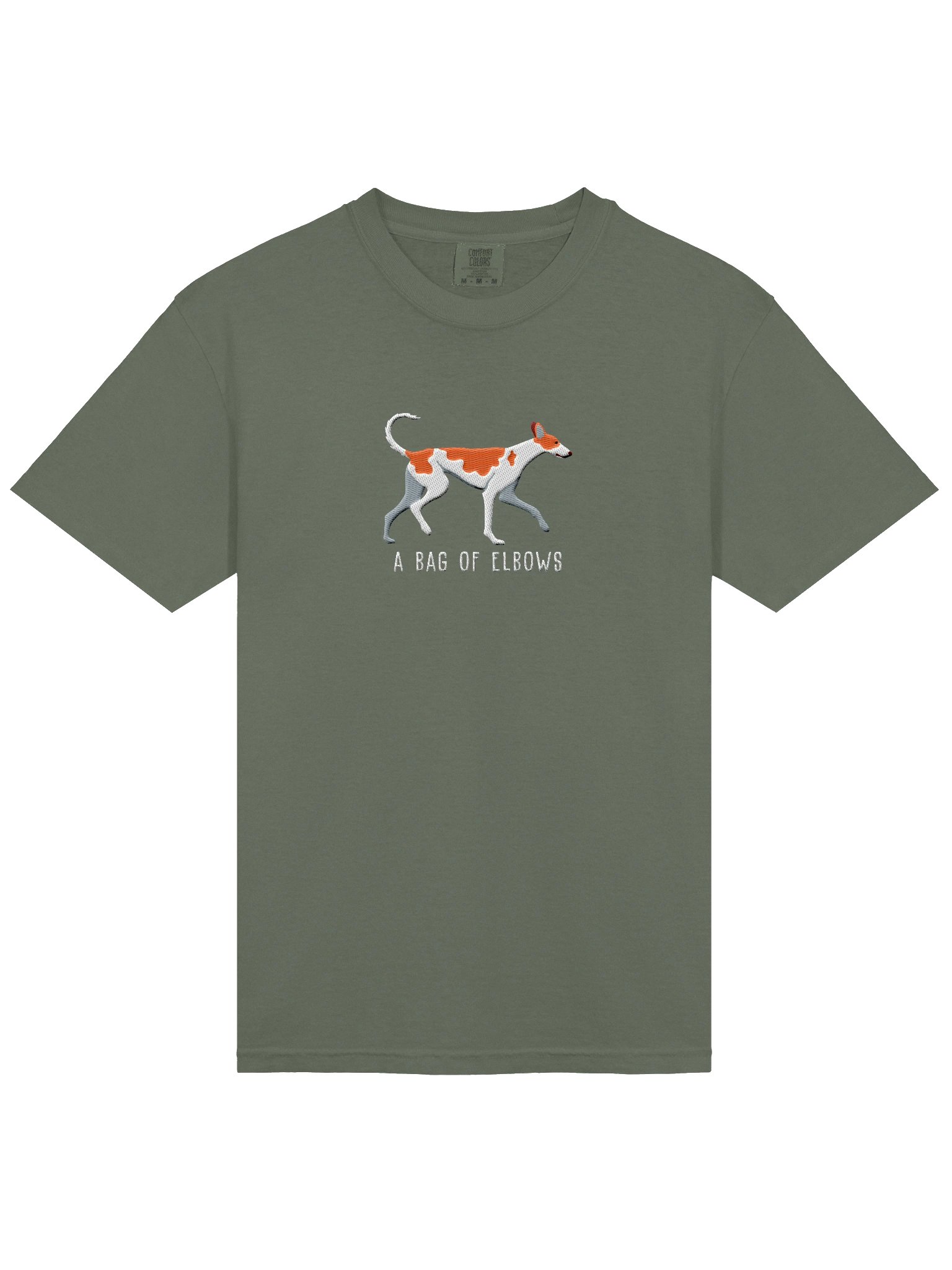 A Bag of Elbows T-Shirt(Embroidered) of an Ibizan Hound(Red & White) product image (6)