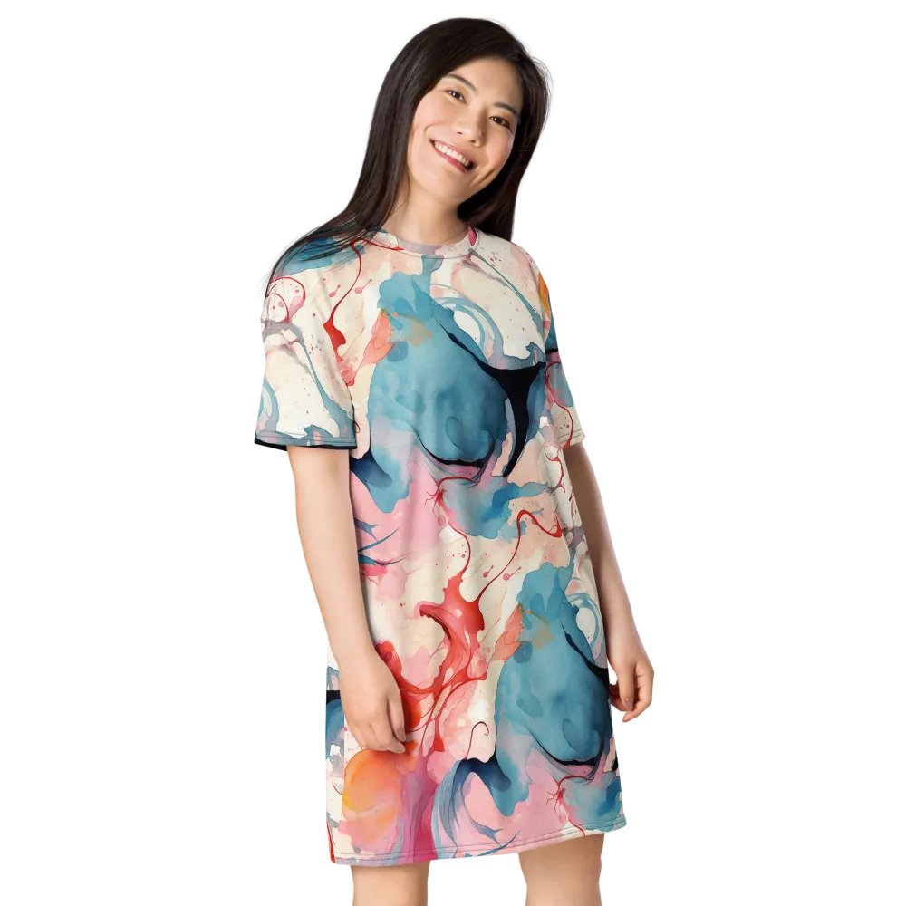 Fluid Swirls Watercolor T-Shirt Dress product image (4)