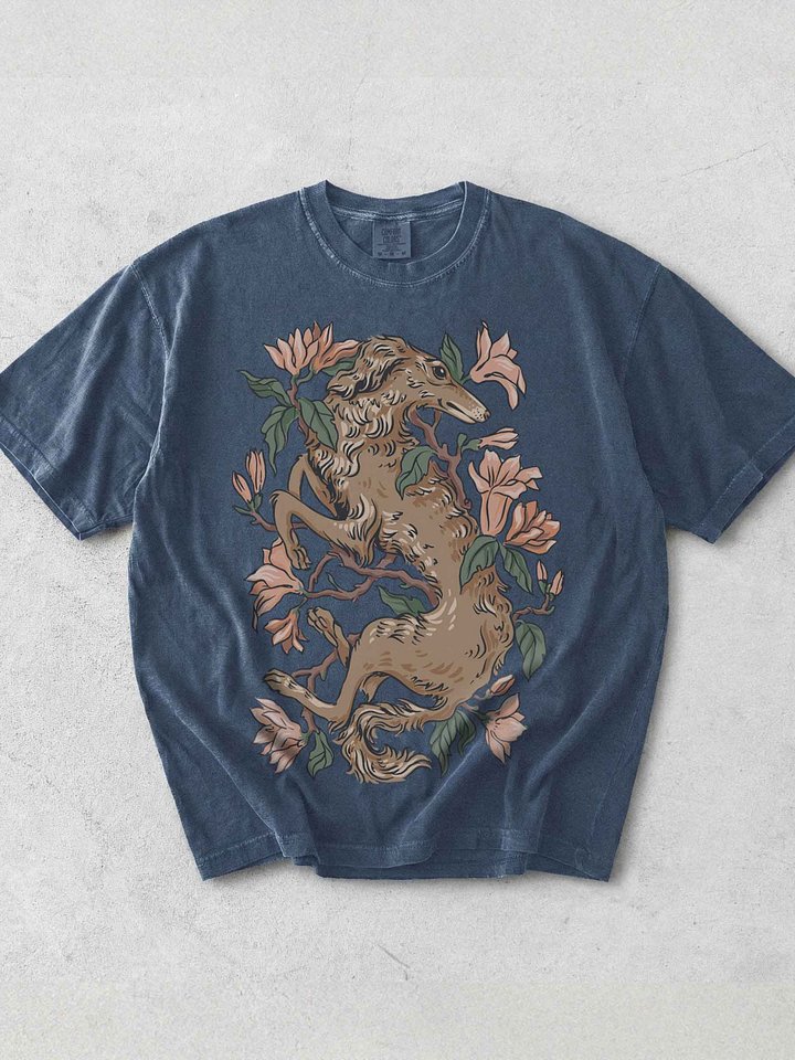 Cottagecore Greyhound Floral Shirt – Whimsical Dog Botanical Tee, Vintage Nature Aesthetic product image (1)