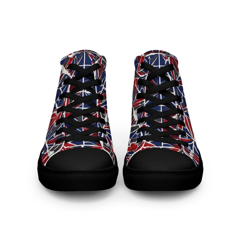 Red And Blue Mosaic Men's High Top Shoes product image (4)