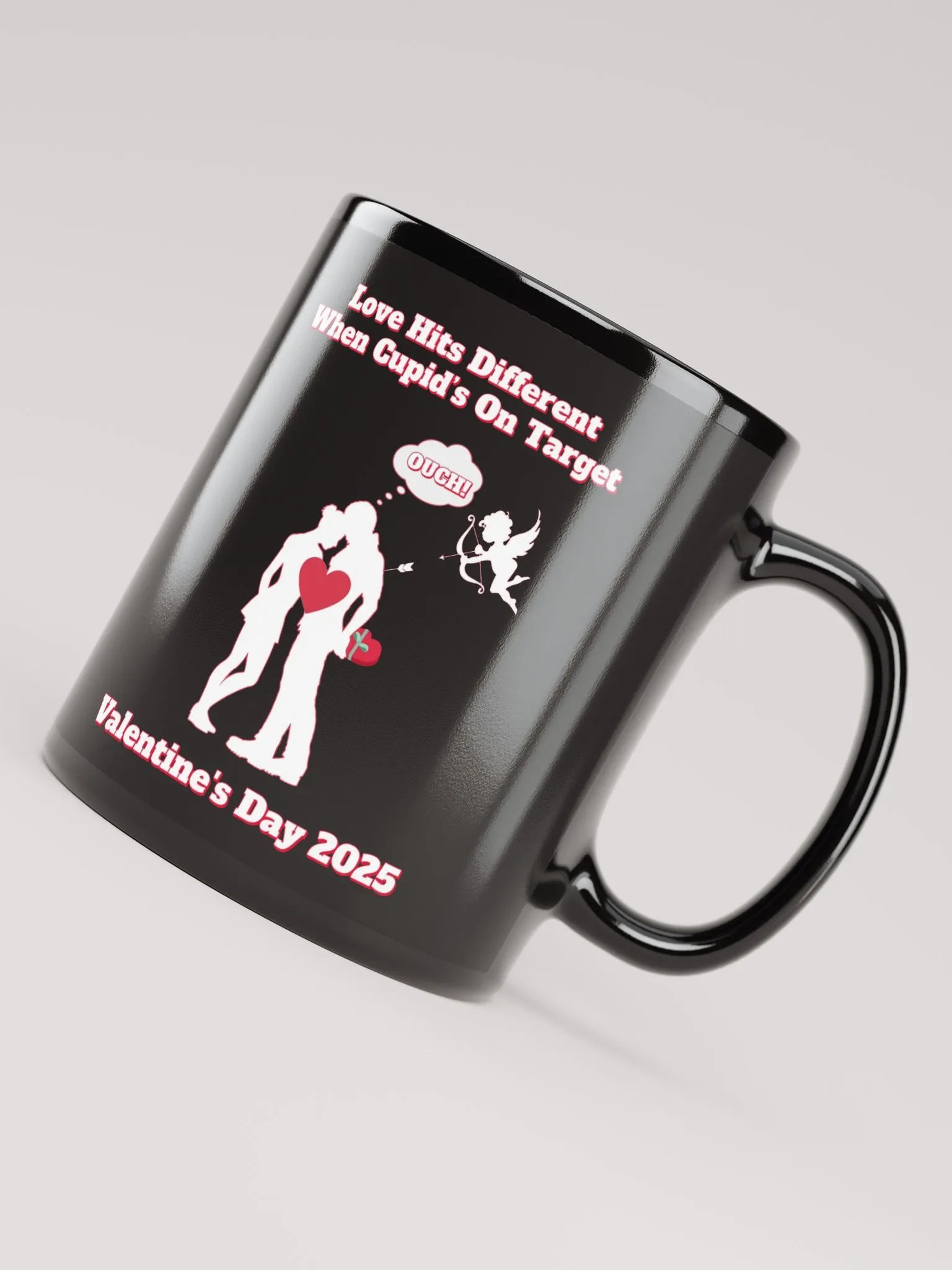 When Cupid's On Target Valentine's Day Black Mug product image (5)