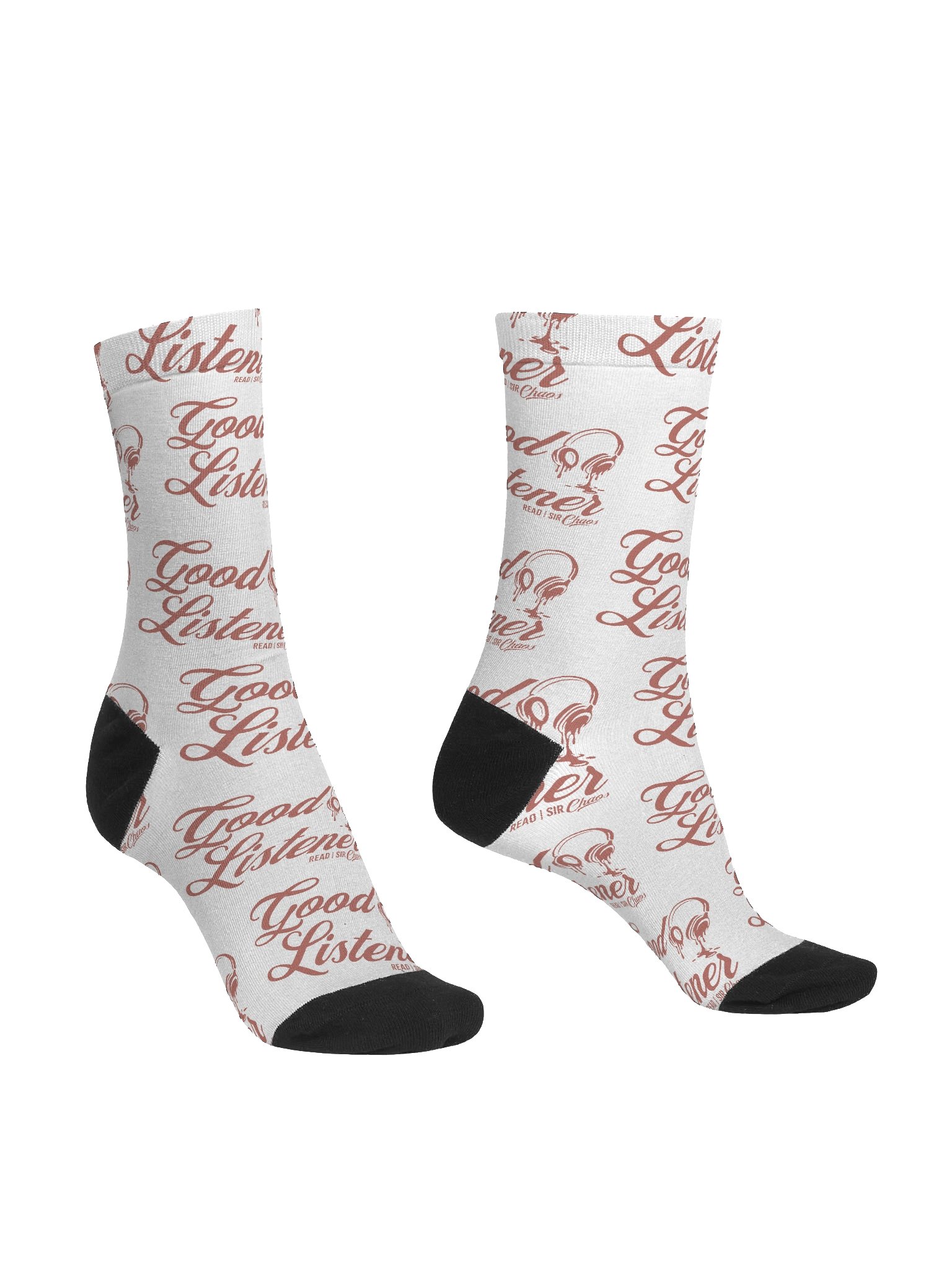 Good Listener White Socks (PinkText) product image (3)