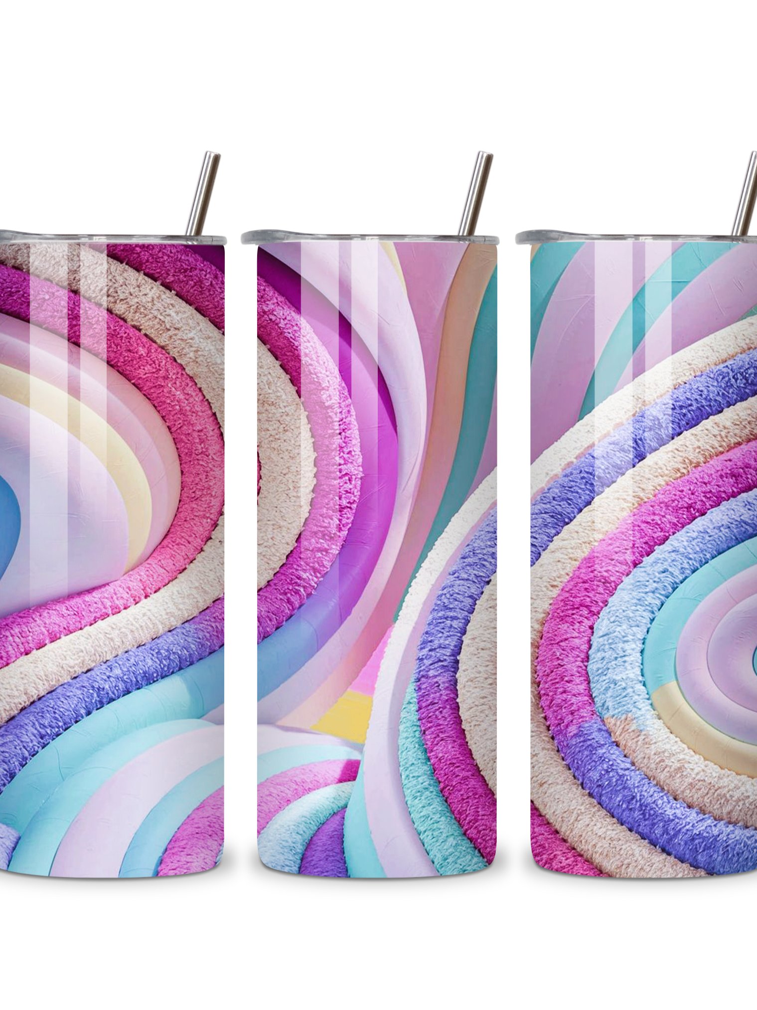 Pastel Swirl 20oz Skinny Tumbler with Metal Straw – Vibrant Abstract Rainbow Design – Double-Walled Insulated Stainless Steel Tumbler for Hot & Cold Drinks, Gift for Color Lovers product image (4)