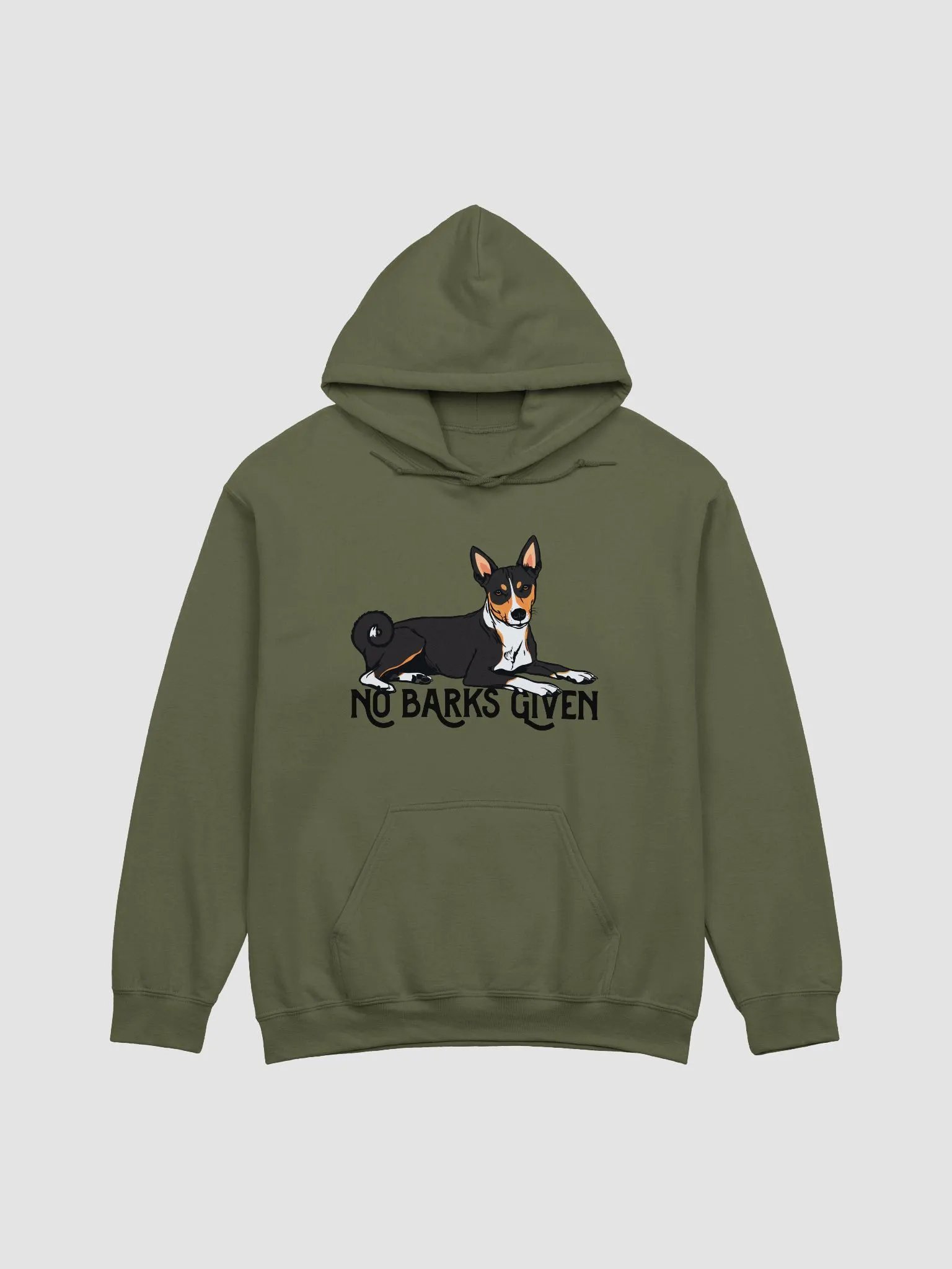 No Barks Given Hooded Sweatshirt of a Basenji(Tricolor) | Funny Hoodie for Basenji Dog Paw-rents product image (1)