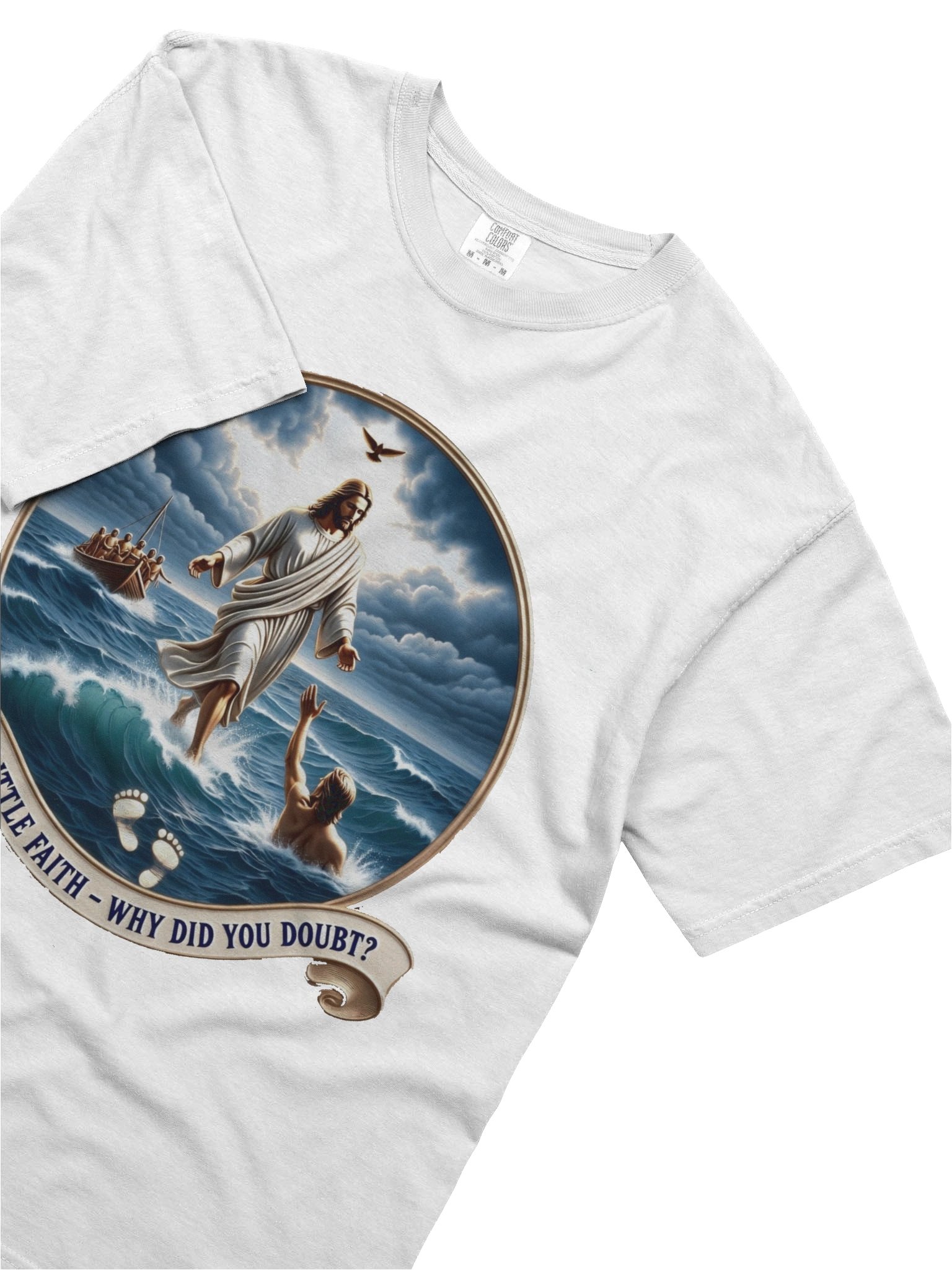 Walking On Water Faith Graphic Tee - Intricate Christian Miracle Illustration - Premium Ornate Religious Gift product image (5)