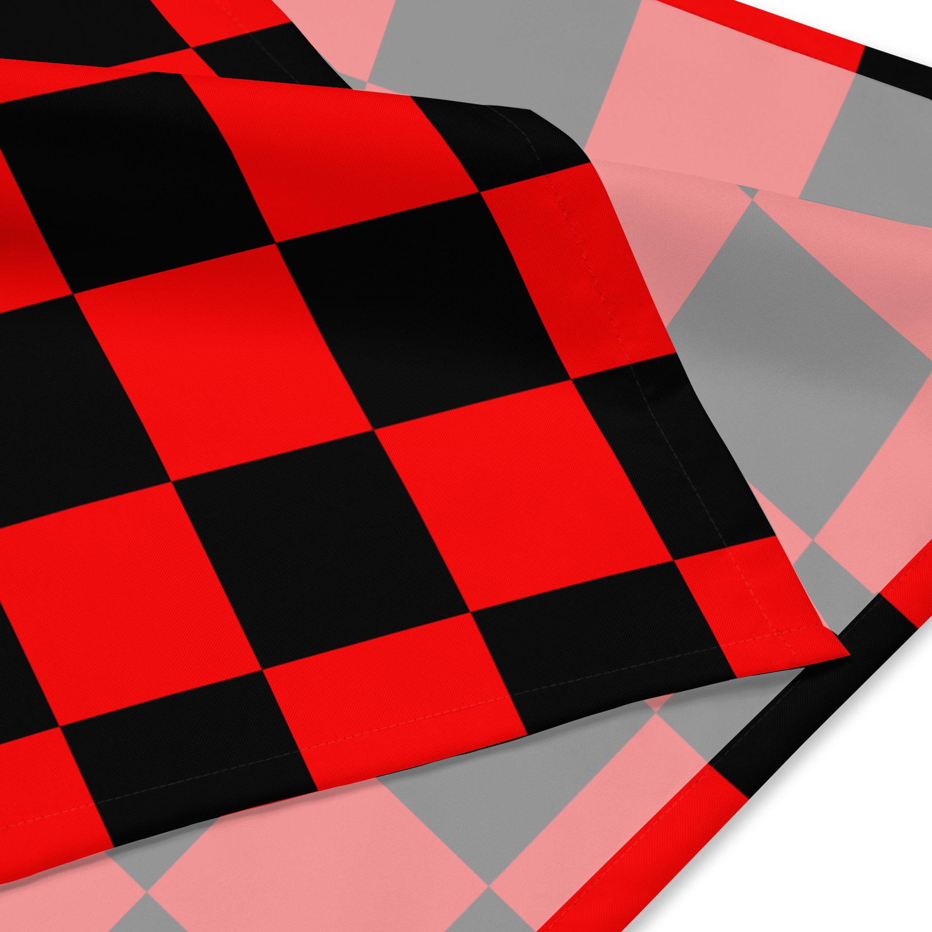 Red Black Checkerboard Bandana, Circus Style Checkers Accessory product image (4)