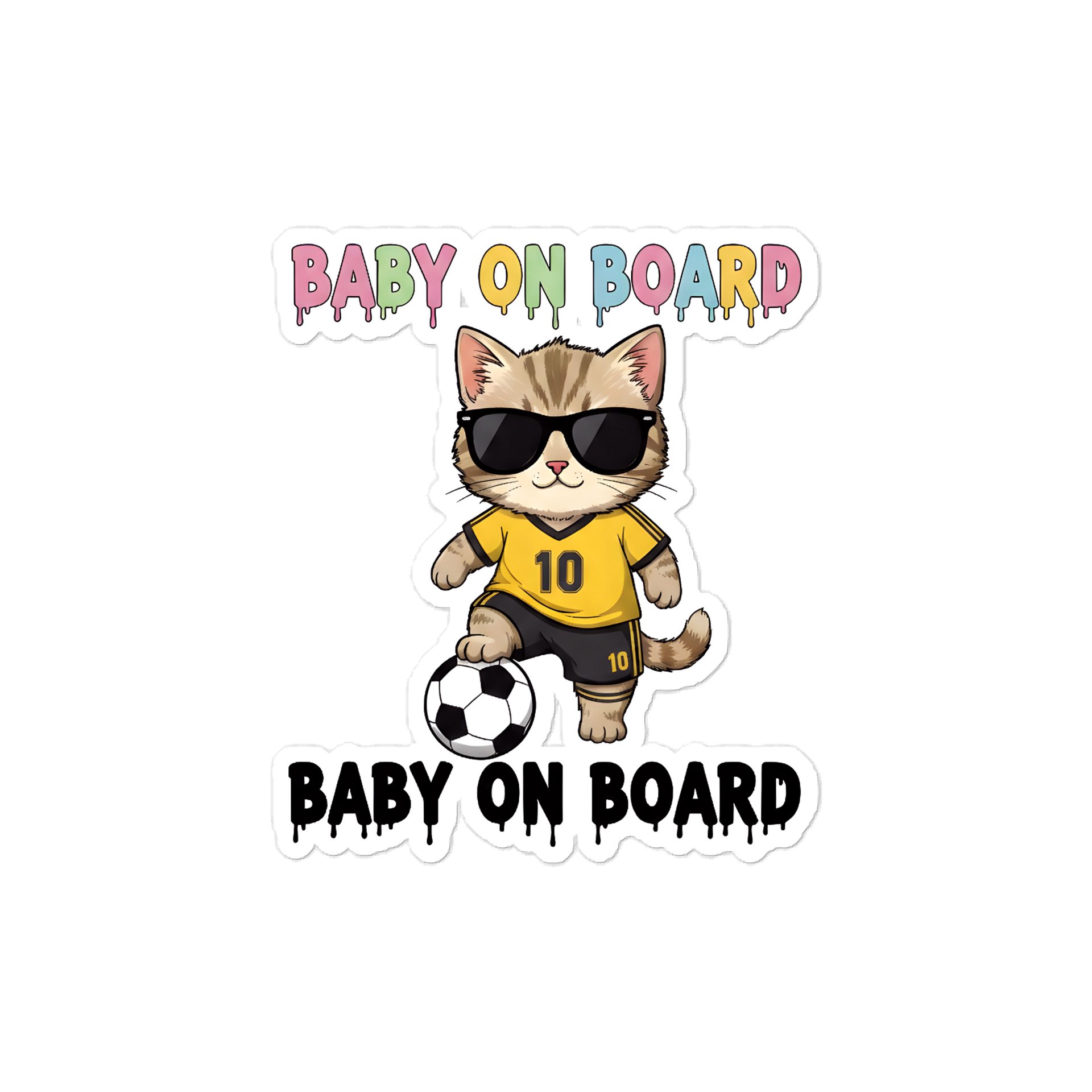 Funny Cat Soccer Baby on Board Sticker - 5x5 Weatherproof Vinyl Car Decal - Cute Cat Soccer Mom and Soccer Dad Gift product image (1)