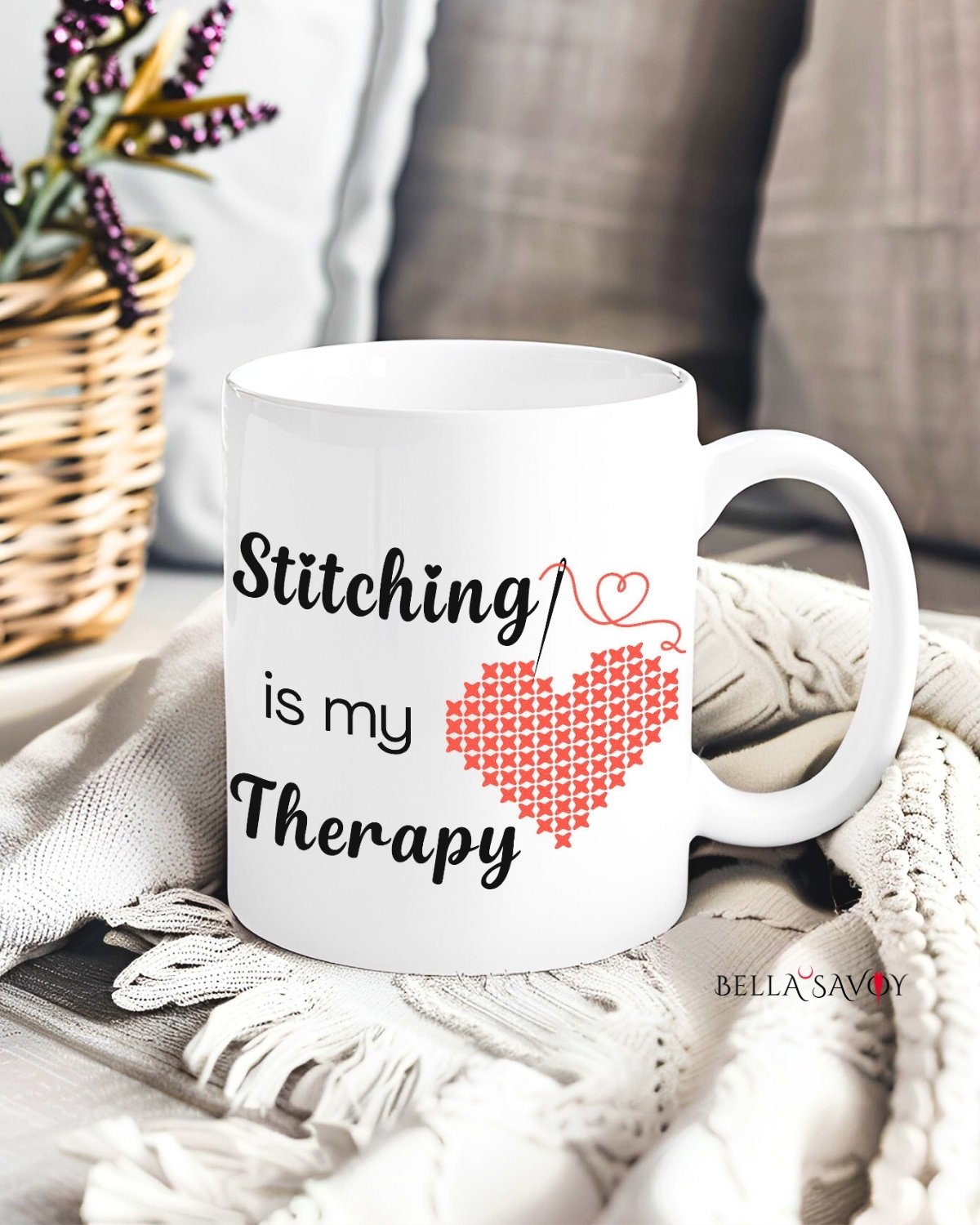 Stitching is my Therapy Cross Stitch Coffee Mug product image (8)