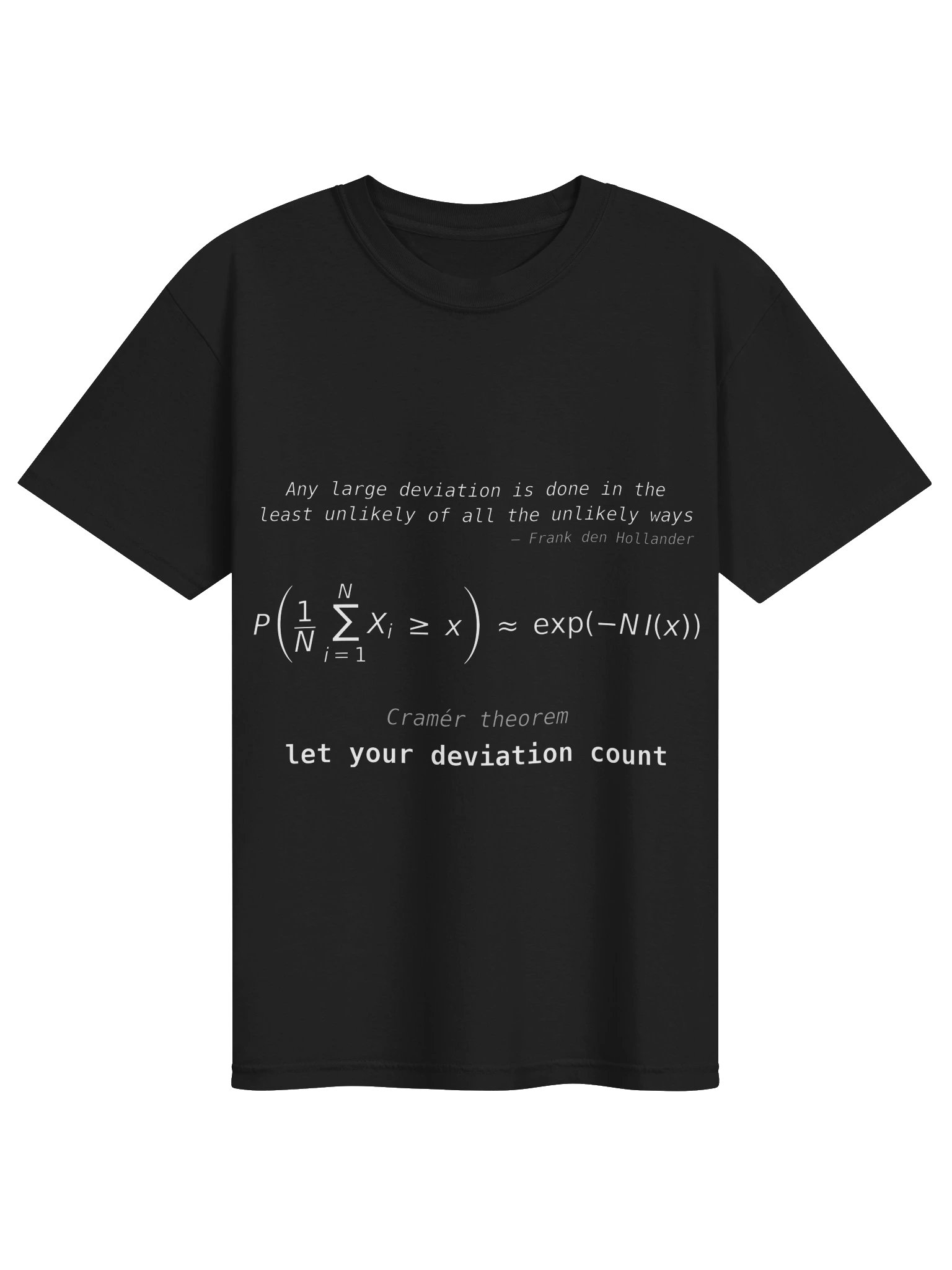 Let Your Deviation Count — Cramér's Theorem T-Shirt (Heavyweight) product image (1)