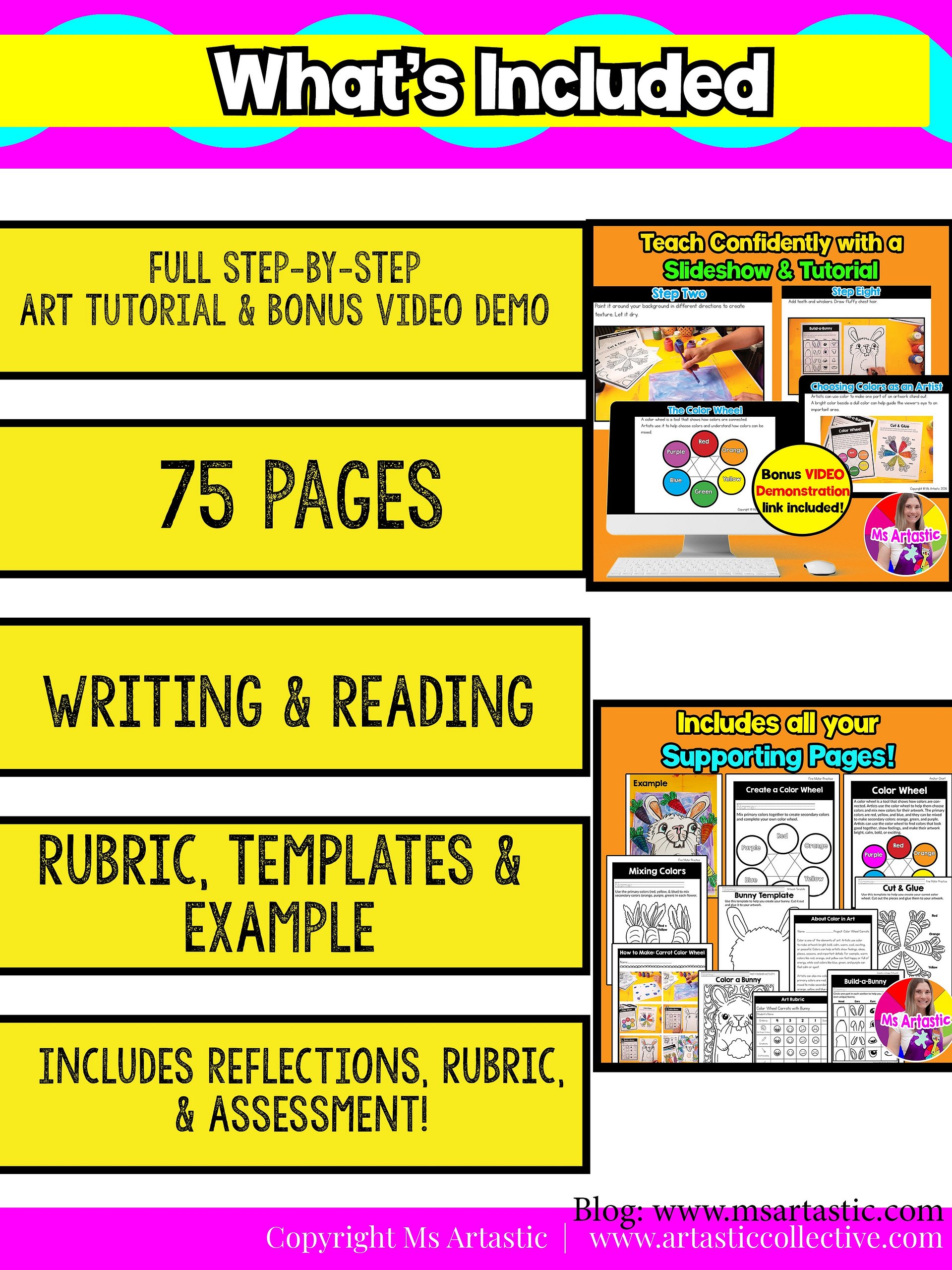 Color Wheel Art Lesson 2nd Grade Element of Art Project Colors Bunny Art Project product image (6)