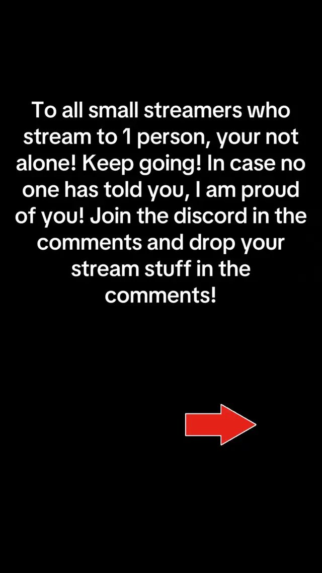 To all small streamers who stream to 1 person, your not alone! Keep going! In case no one has told you, I am proud of you! Join the discord in the comments and drop your stream stuff in the comments! #streamers #smallstreamer #gaming #twitch #youtube 