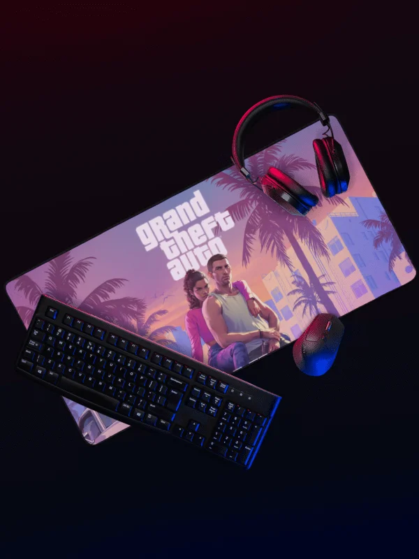 GTA 6 Large Gaming Desk Mat | GTA VI Extra Large Desk Mat for Gaming Mouse & Keyboard - Jason & Lucia Fan Artwork product image (1)