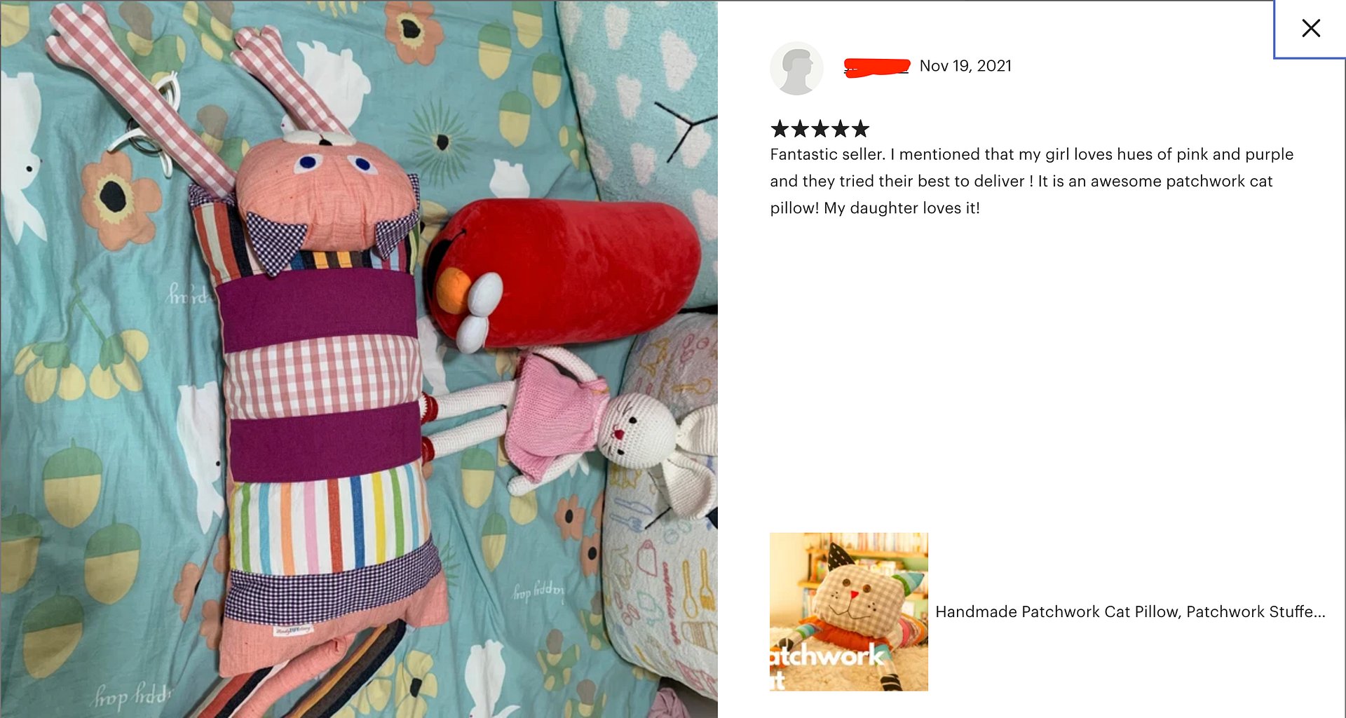 Stuffed Patchwork Tiger Pillow, Toddler Stuffed Plush Tiger Toy product image (6)