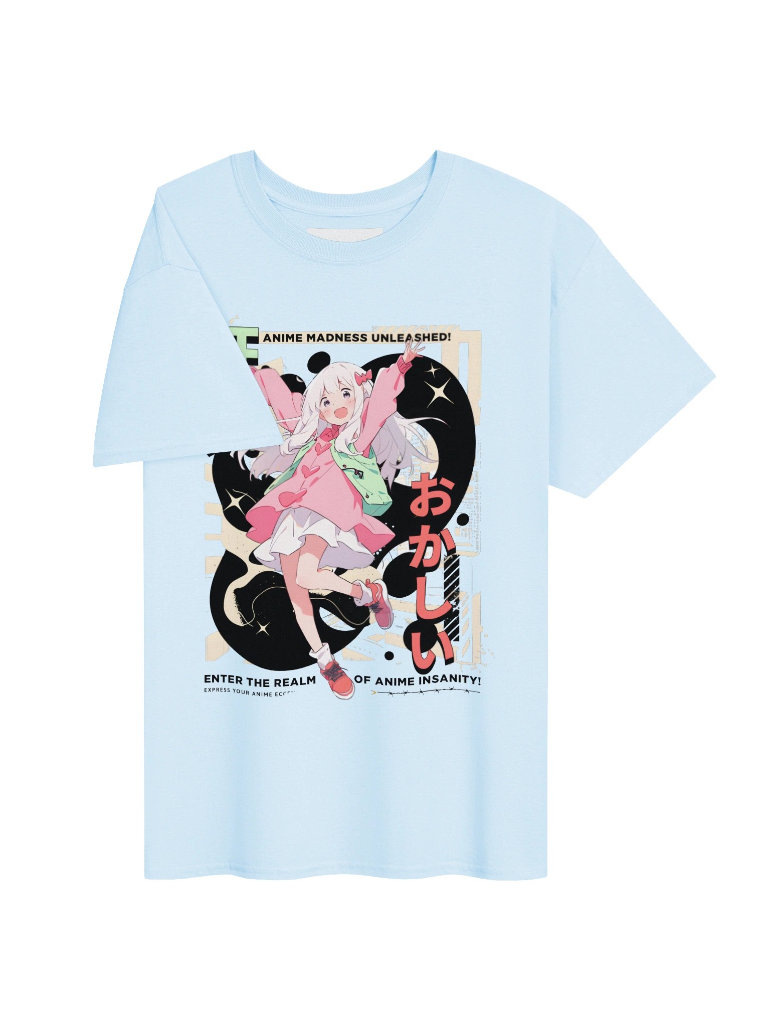 "ANIME Madness Unleashed" T-Shirt – Baby Blue Oversized Japanese Graphic Tee product image (3)