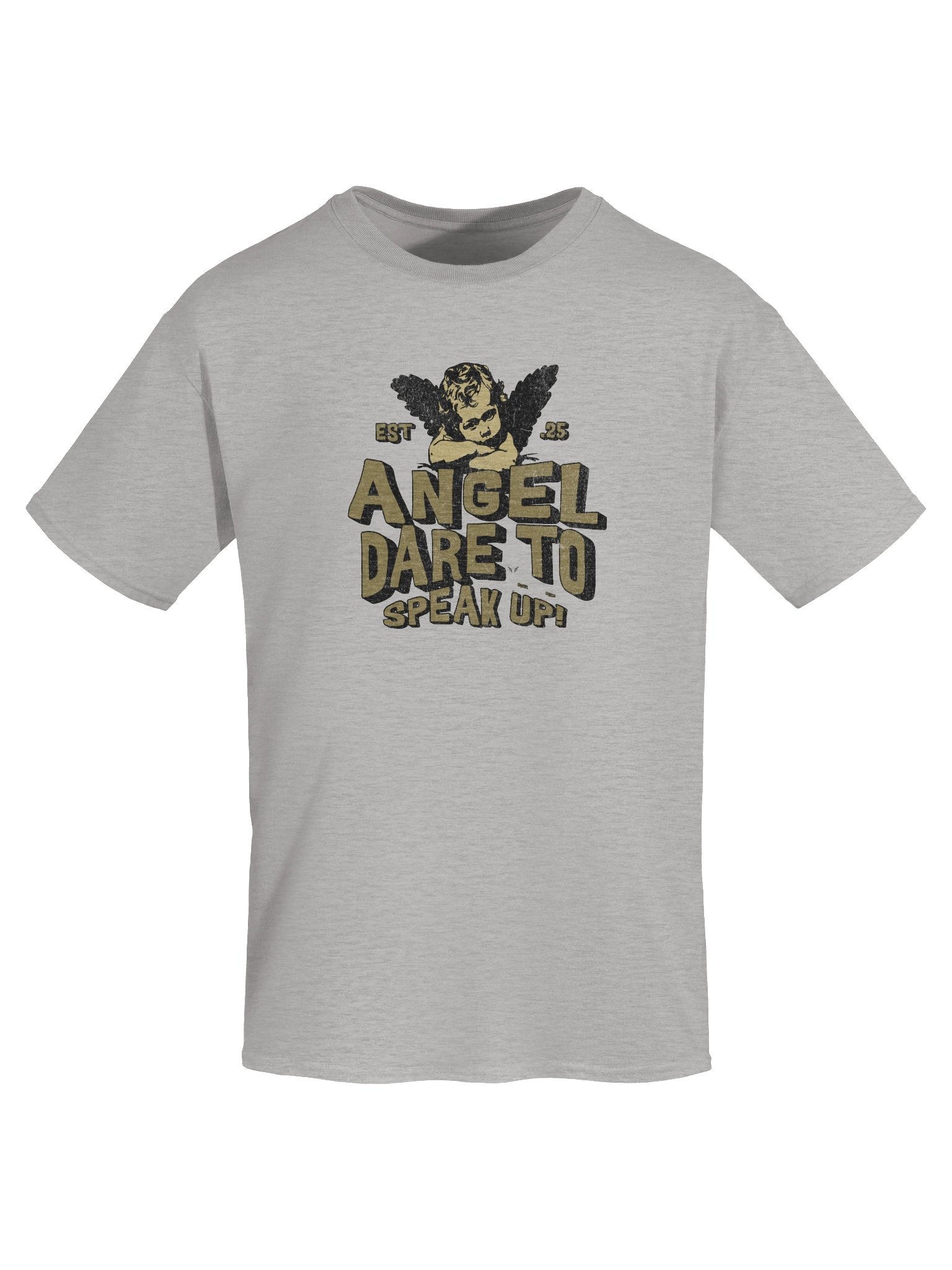 ANGEL Dare to Speak Up Vintage Collection Gildan Unisex T-shirt_EQALL® Billog Campaign_100% Cotton_Khaki / Black product image (7)