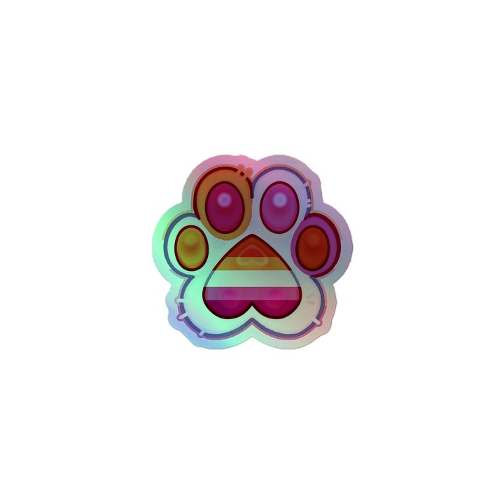 Lesbian Pride Paw Print Holographic Kiss Cut Sticker product image (1)