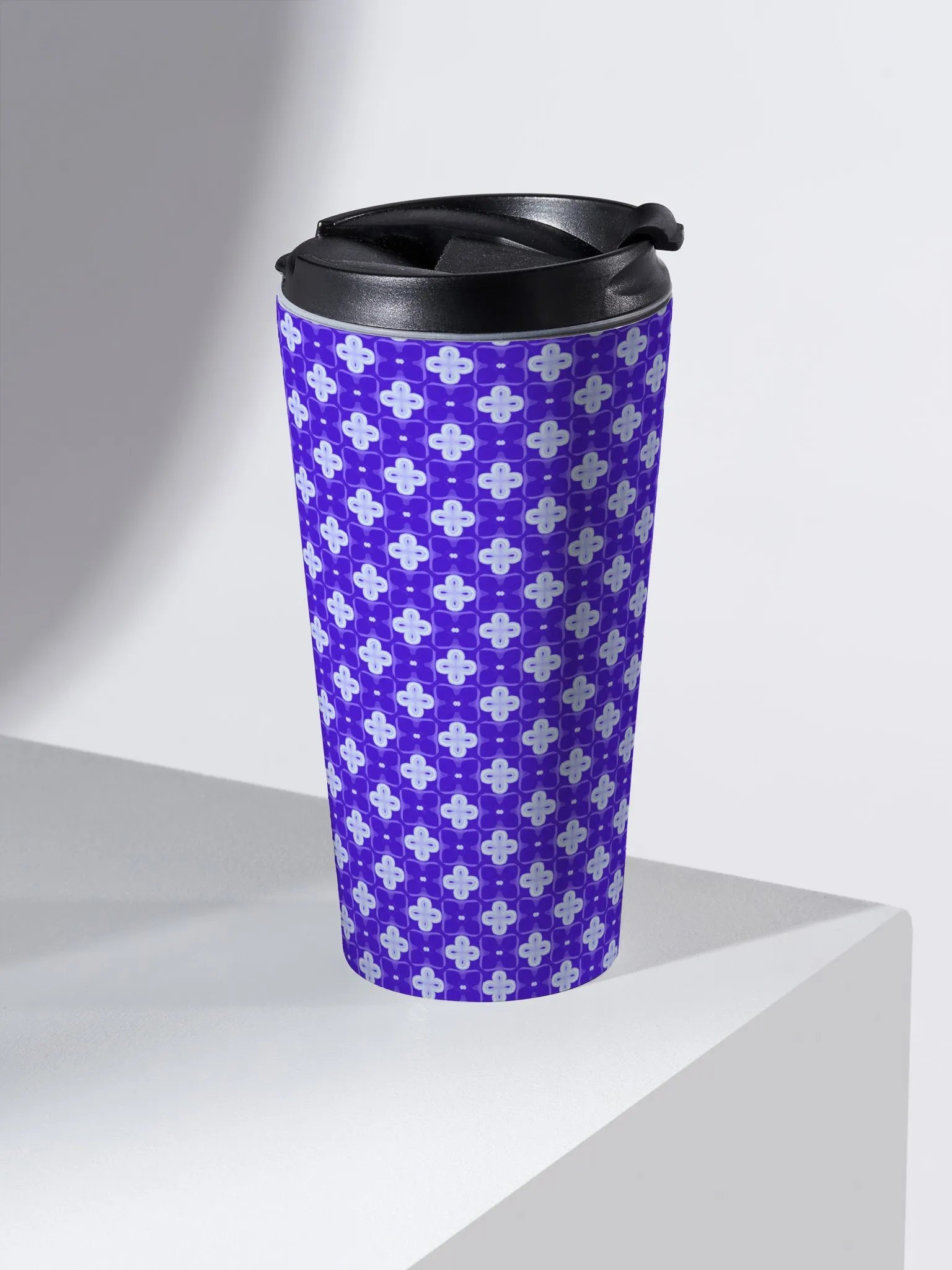 Purple & White Seamless Patterned Travel Mug product image (1)