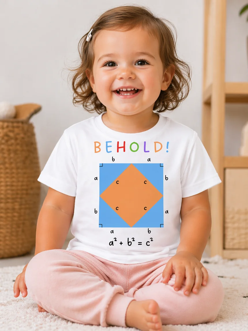 Behold! The Pythagorean Theorem - Math Toddler T-Shirt in White product image (2)