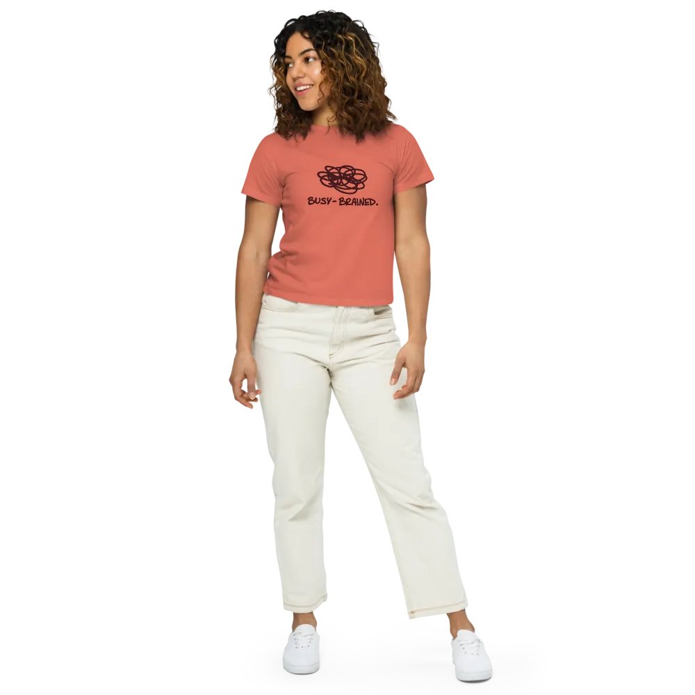 BUSY-BRAINED (maroon design) printed waist-length tee product image (8)