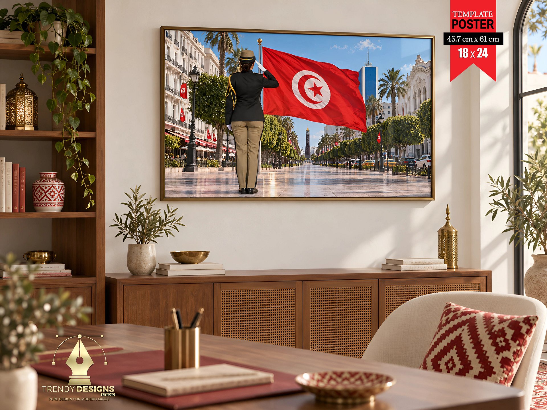 Tunisian Flag & Elegant Cityscape Matte Paper Poster product image (28)