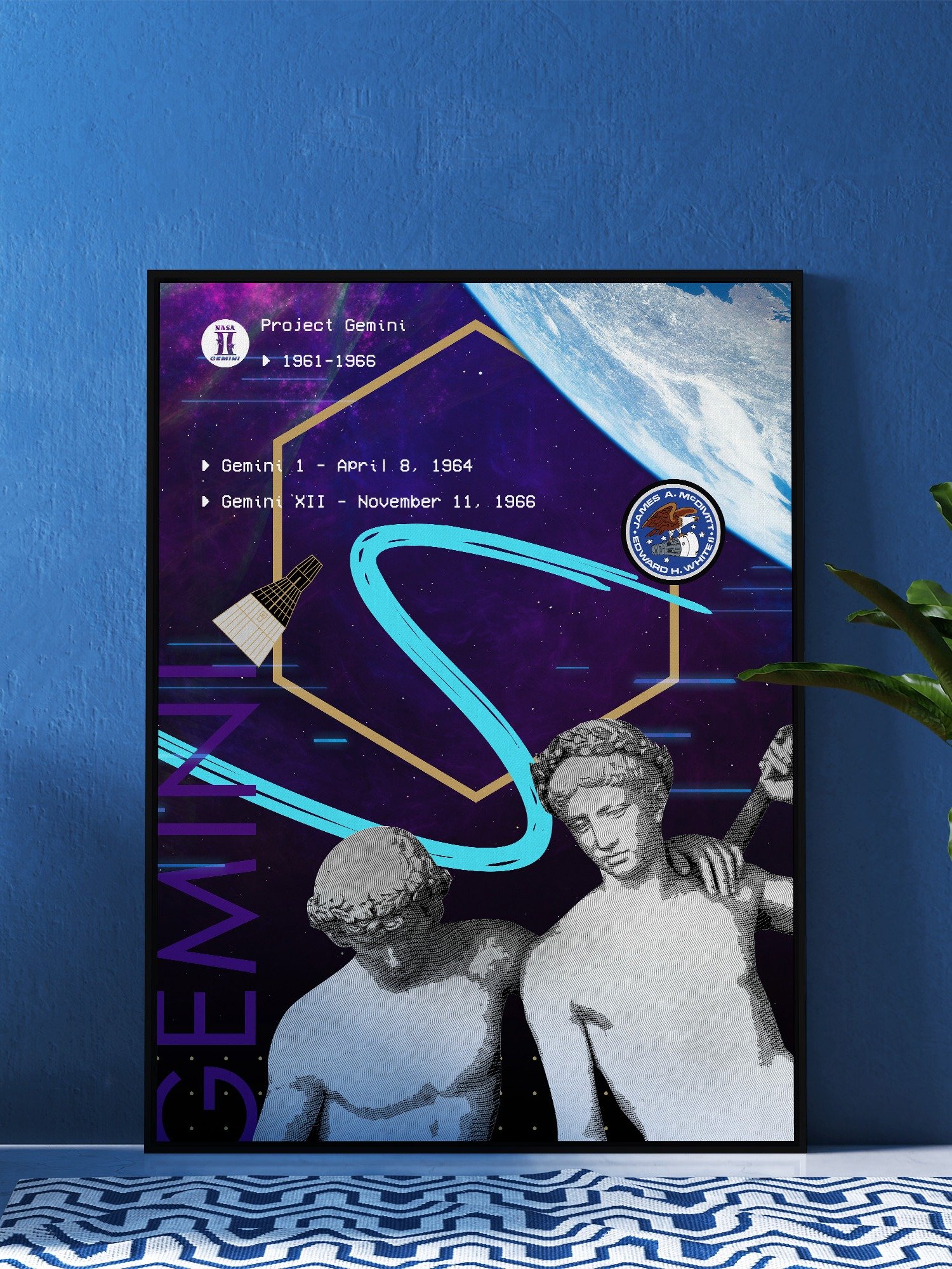 NASA Project Gemini (1961–1966) [synthwave/vaporwave/retrowave] — space poster, retrowave poster, neon poster, aesthetic poster product image (1)