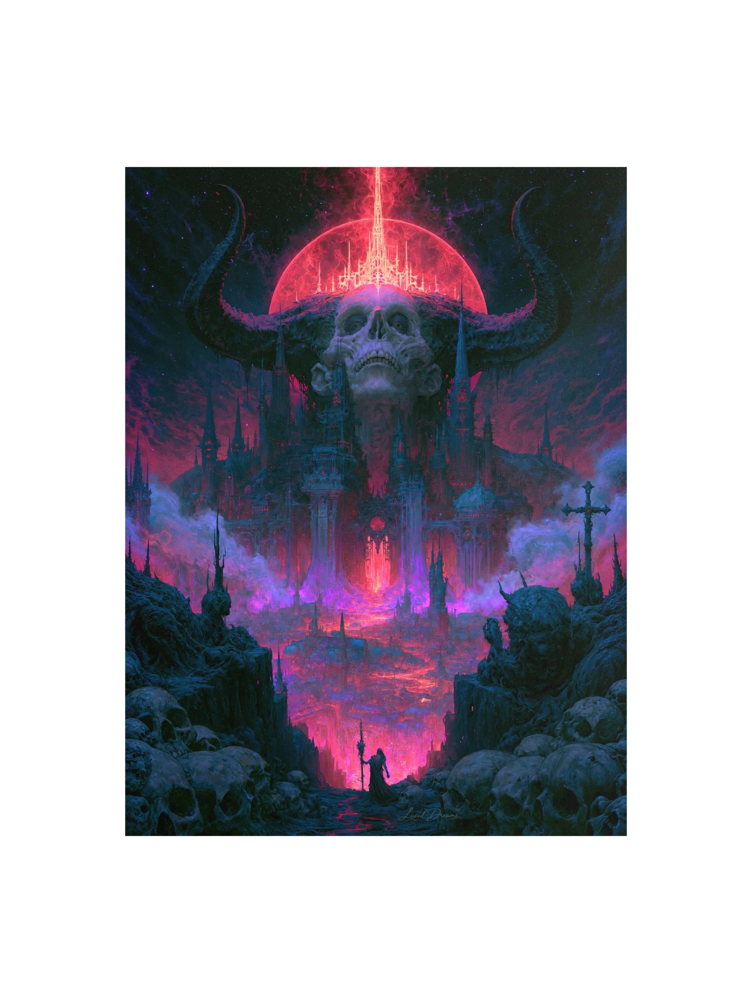 Gothic Skull City Art Print — Where the Deathless Reign product image (1)