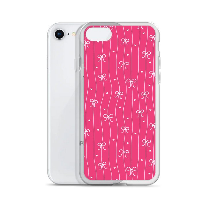 Pink Bow Coquette Clear iPhone® 7/8, 11, 12, 13, 14, 15, 16, 17, X/XS, SE, XR, Mini, Pro, Pro Max, Plus Cases. product image (55)