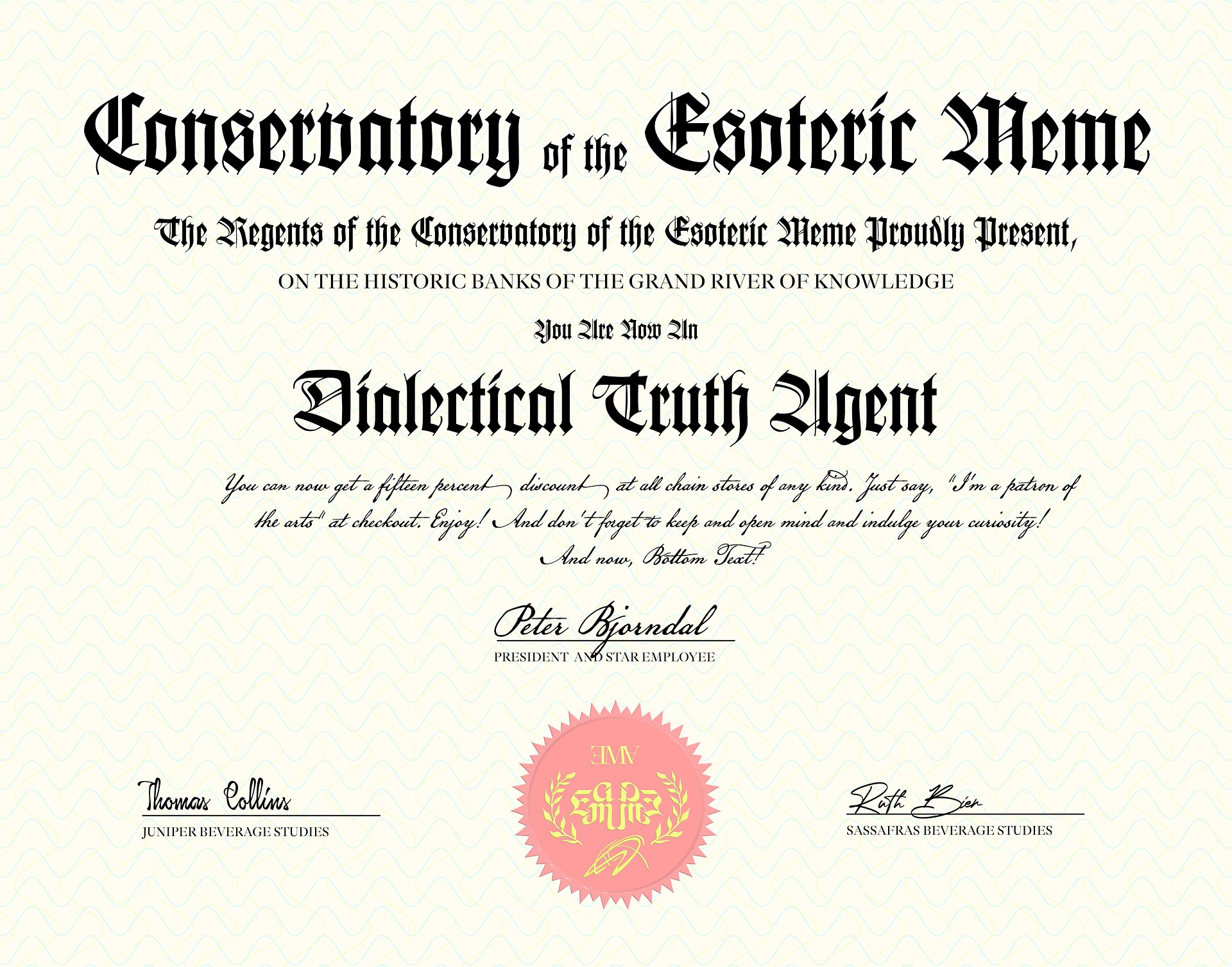 Dialectical Truth Agent Certificate (Digital) product image (1)