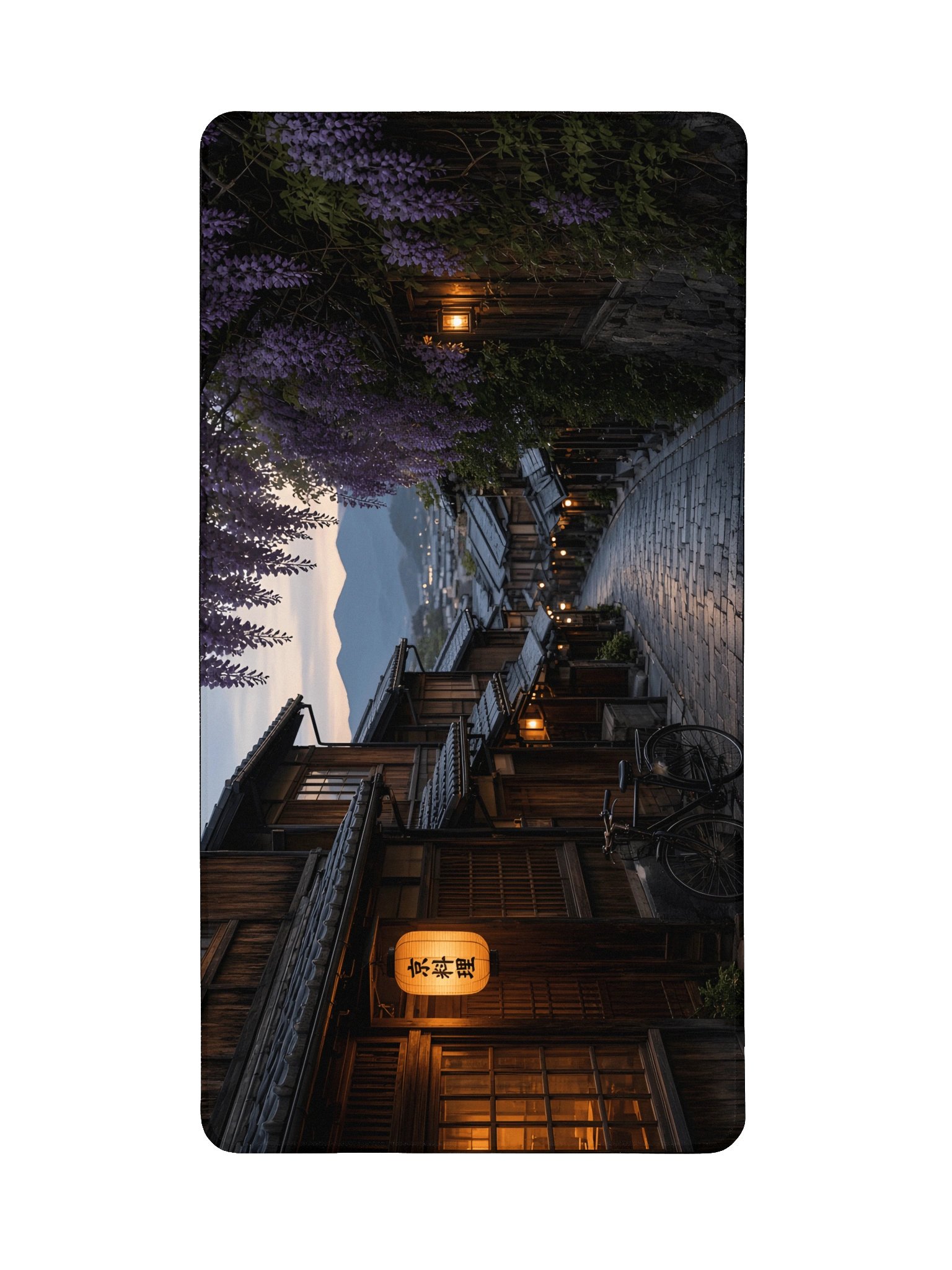 Traditional Japanese Street Wisteria Evening Desk Mat 15.5" x 31.5" product image (2)