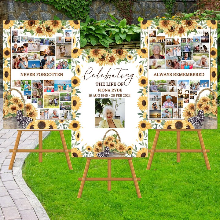 Sunflowers Funeral Photo Collage Sign Set Canva Template product image (2)