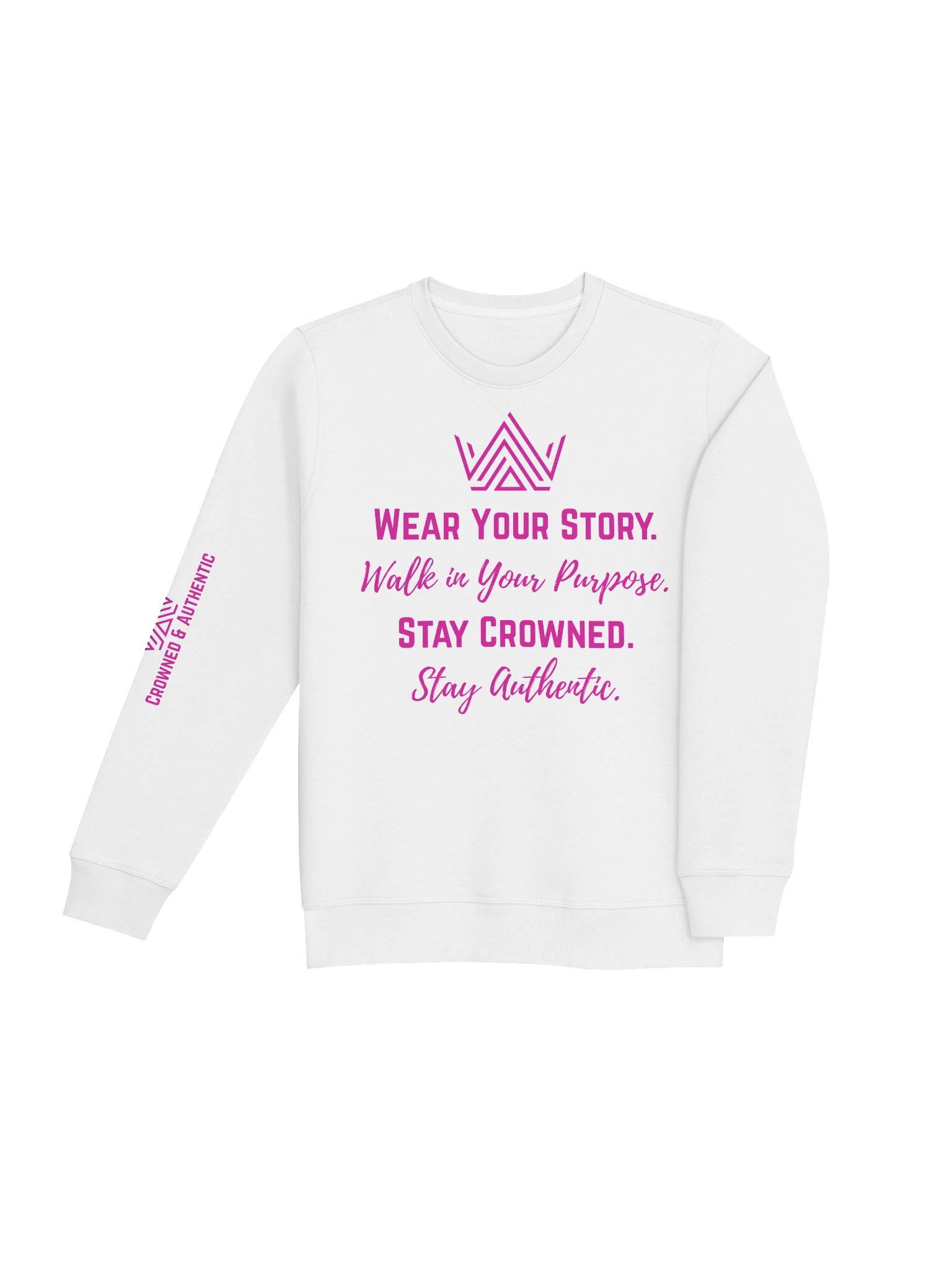 Crowned & Authentic Black Sweatshirt (Pink Design) product image (4)