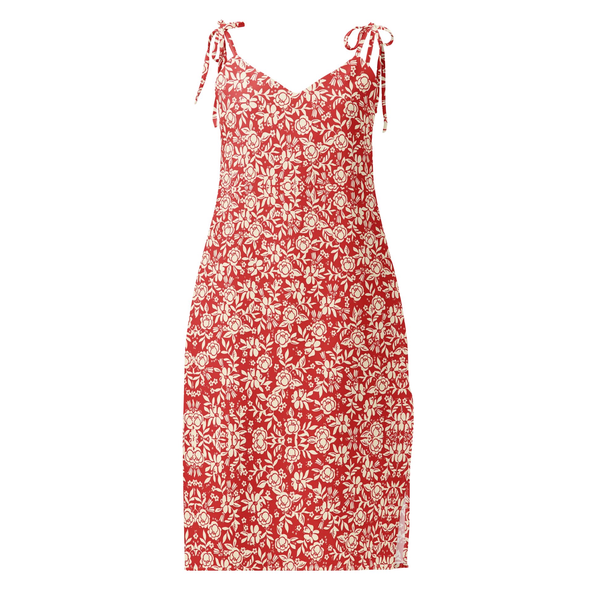 Red Floral All-Over Print Slip Dress product image (1)