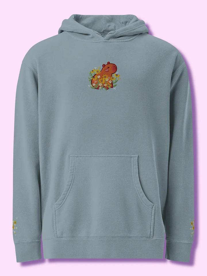Cute Capybara and Daisy Flower Embroidered Hoodie product image (2)