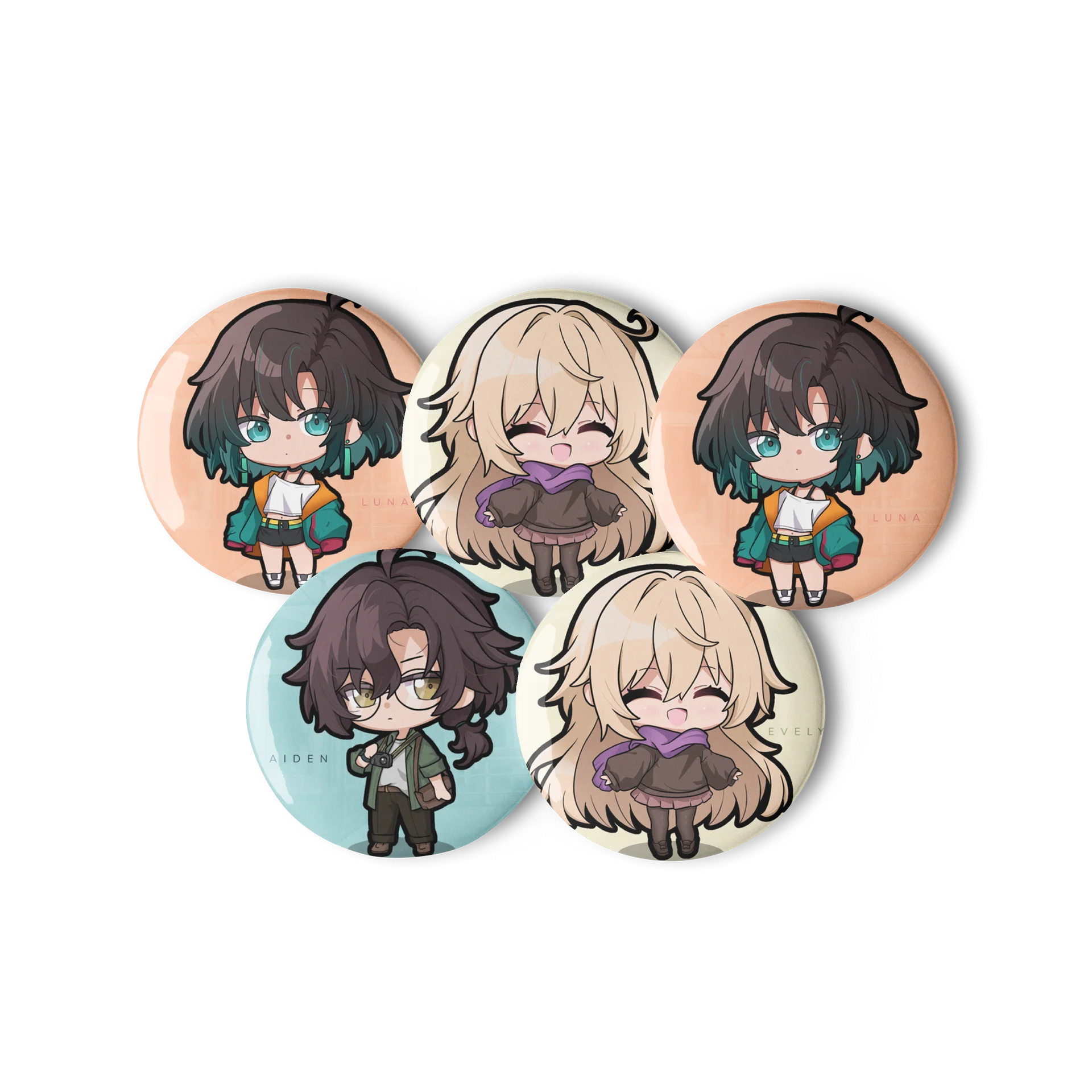 Chibi Trio Set of Pin Buttons product image (1)