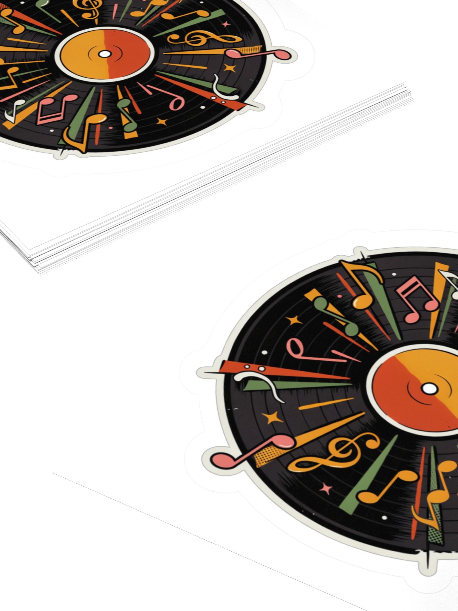 Retro Vinyl Music Notes Kiss Cut Sticker product image (10)
