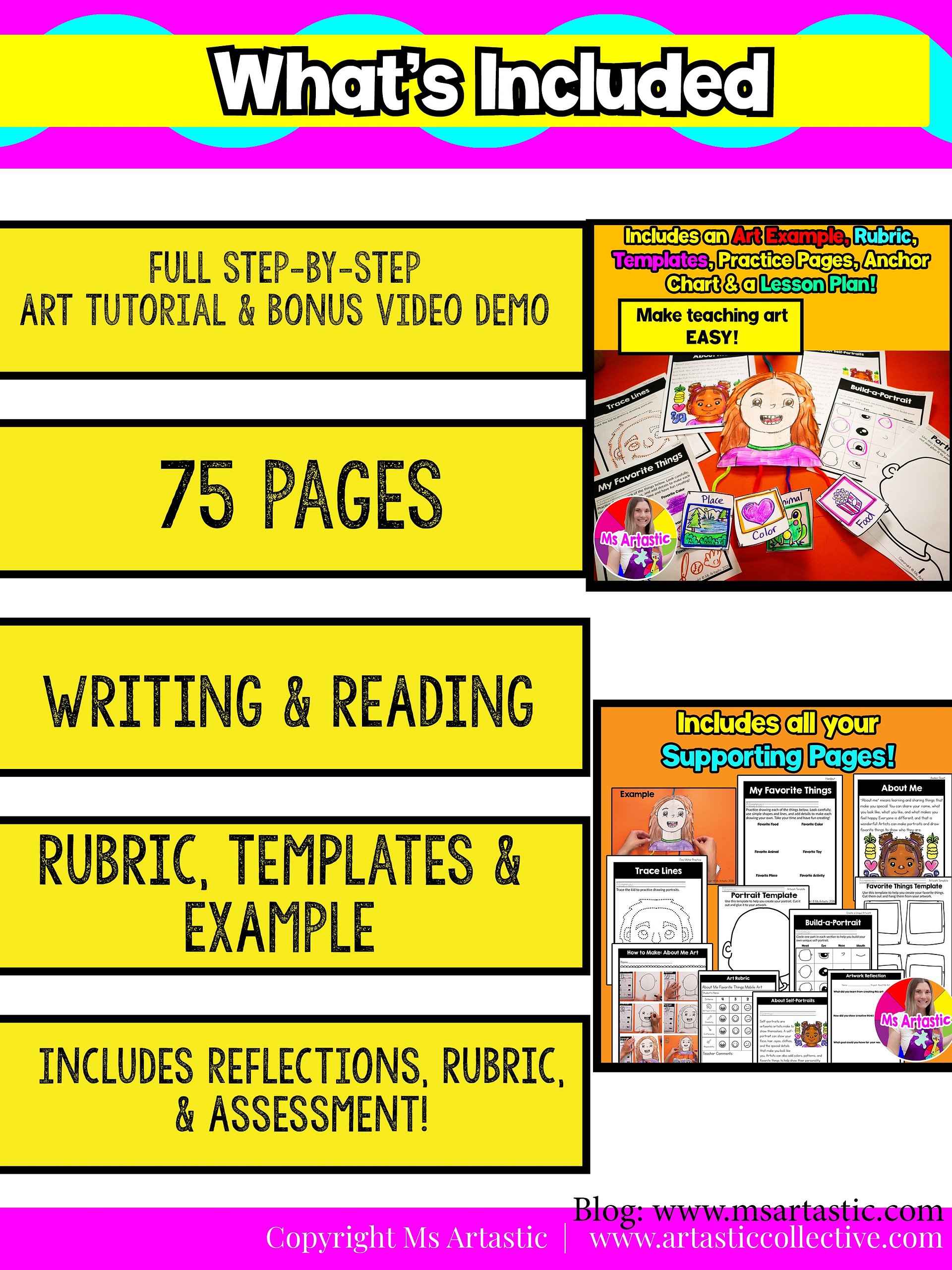 Kindergarten About Me Art Lesson Self Portrait Favorite Things Art Project BTS product image (6)