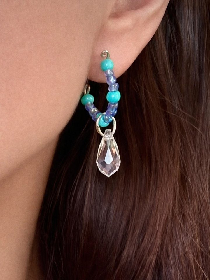 MFD-00308 | Handmade Crystal & Seed Bead Post Earrings | Hypoallergenic Stainless Steel Wire | Sparkling Artisan Earrings by Monique Faella Designs™ product image (1)