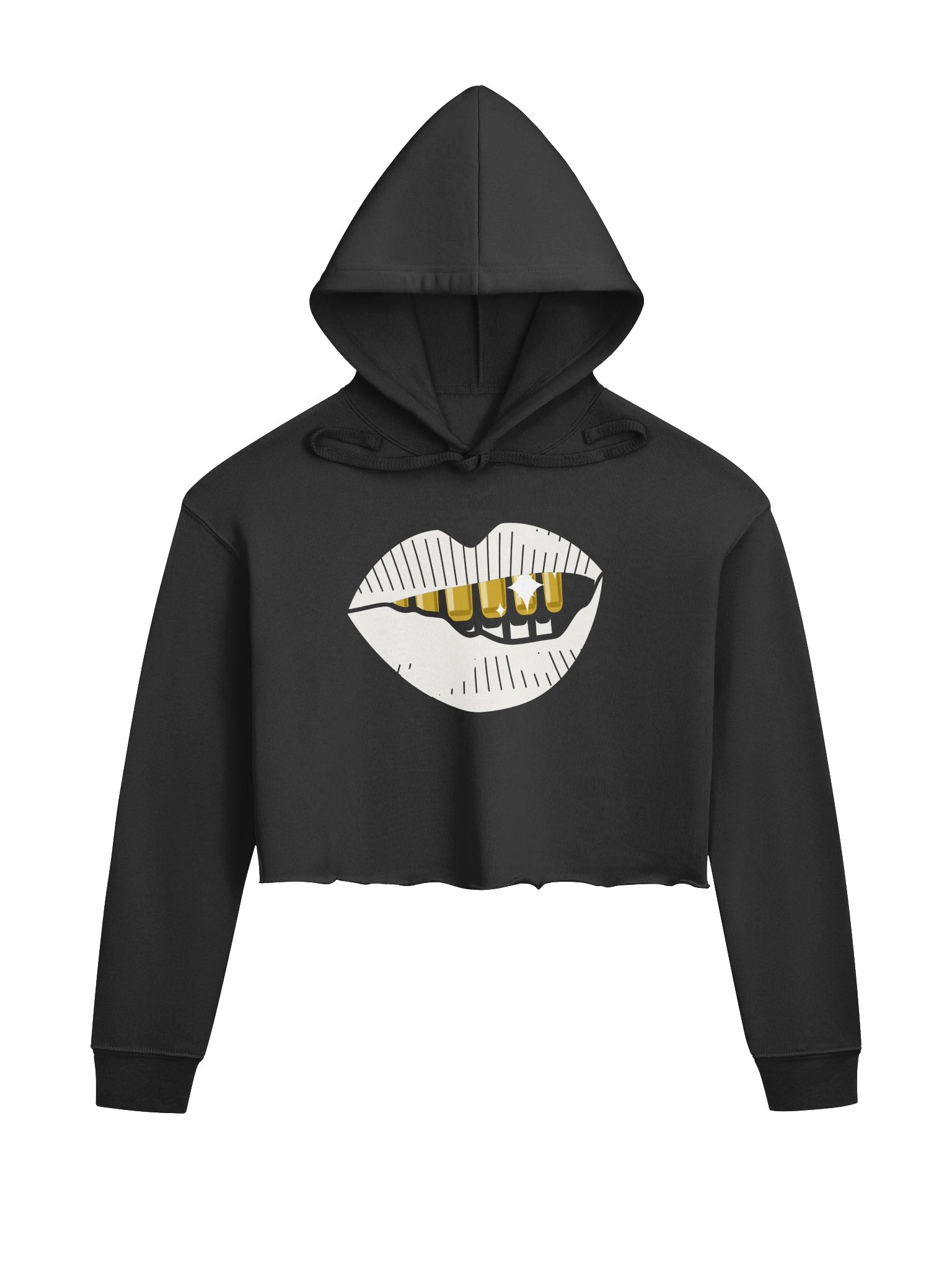 WOMEN'S BLACK CROP TOP HOODIE product image (1)